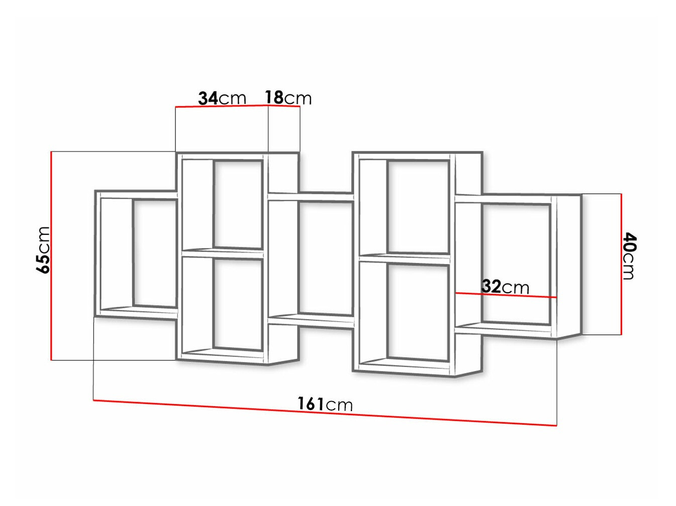 Wandplank Sarasota 103 (Grafiet)