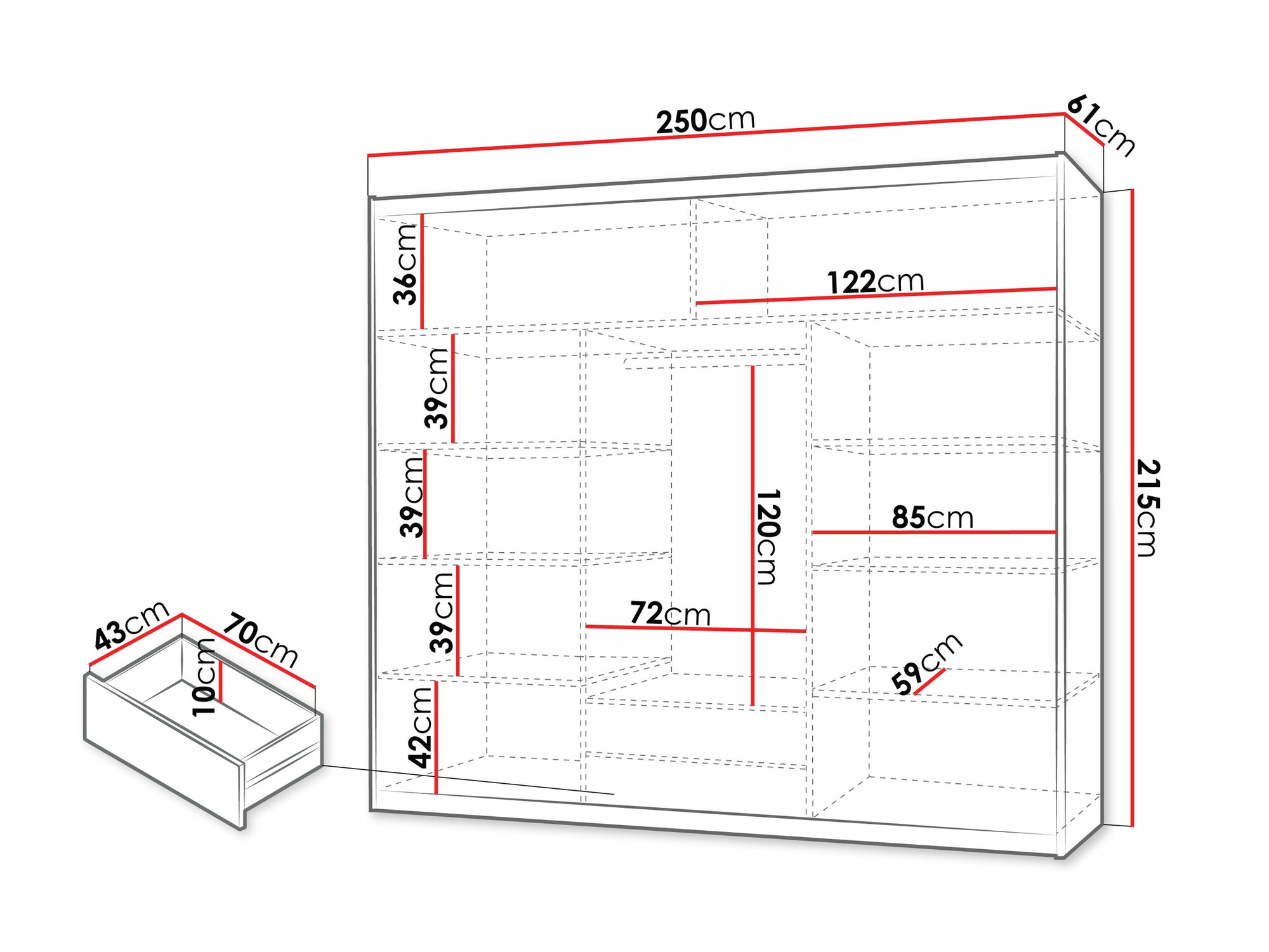 Kledingkast Honolulu 119 (Sonoma eik)
