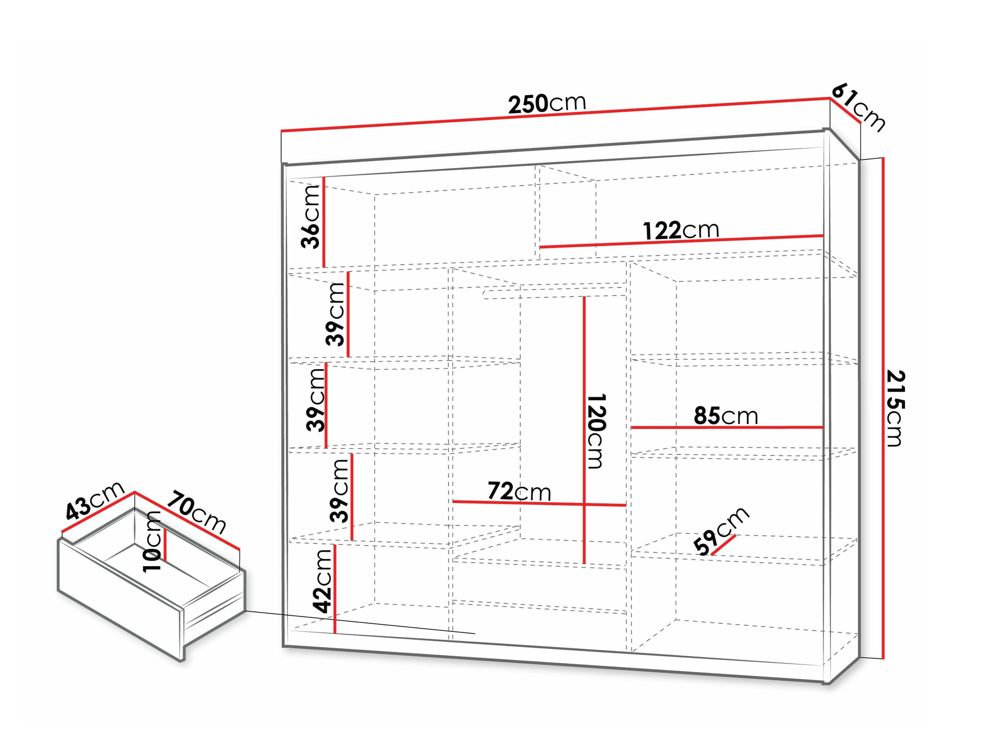 Kledingkast Honolulu 119 (Wit)