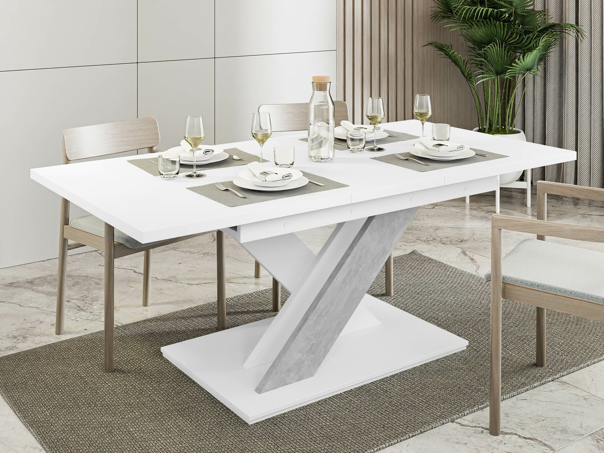 Tafel Decium (Wit + Beton)