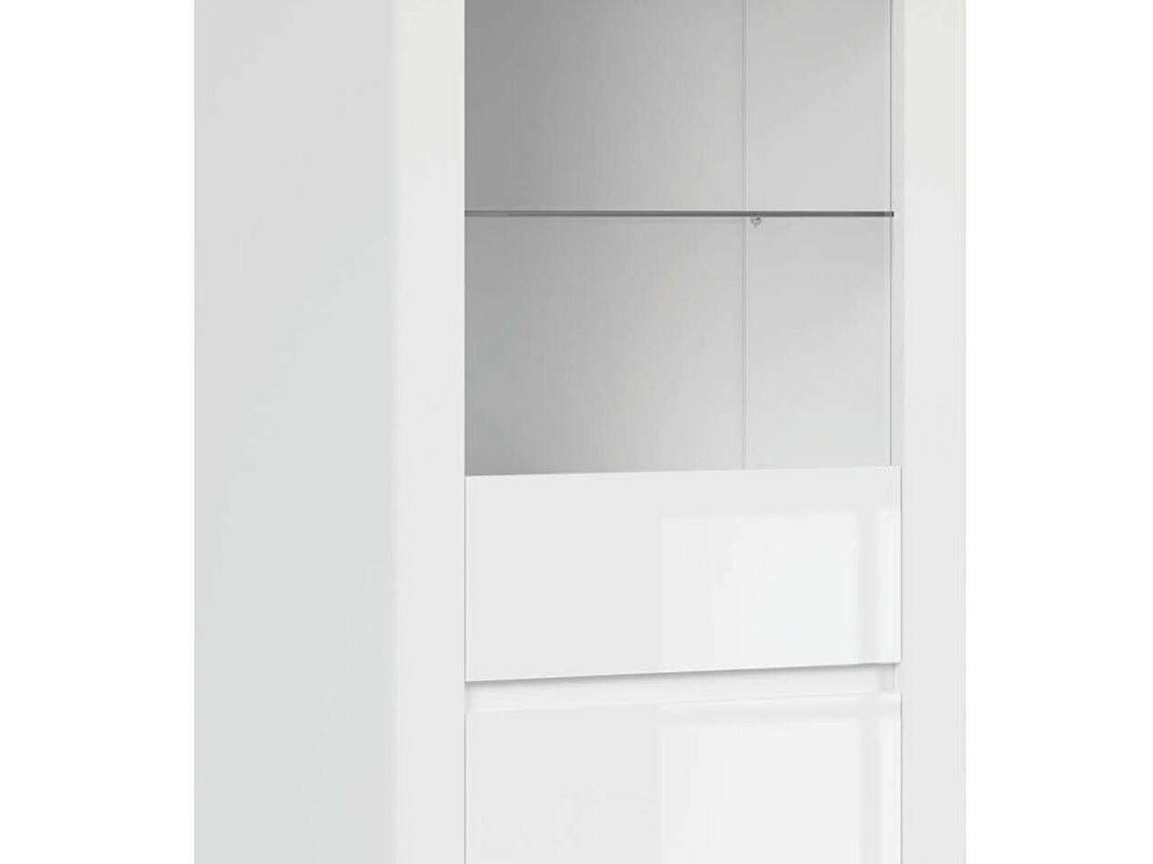 Boekenkast Sonsoru 104 (Wit + Glanzend wit + Wotan eik)