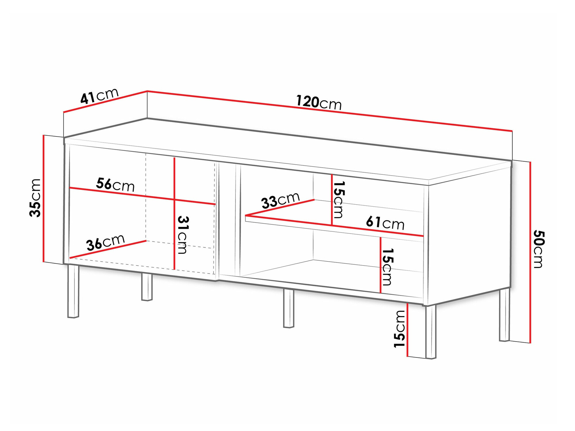TV-meubel Lumiri 106 (Eiken + Zwart)