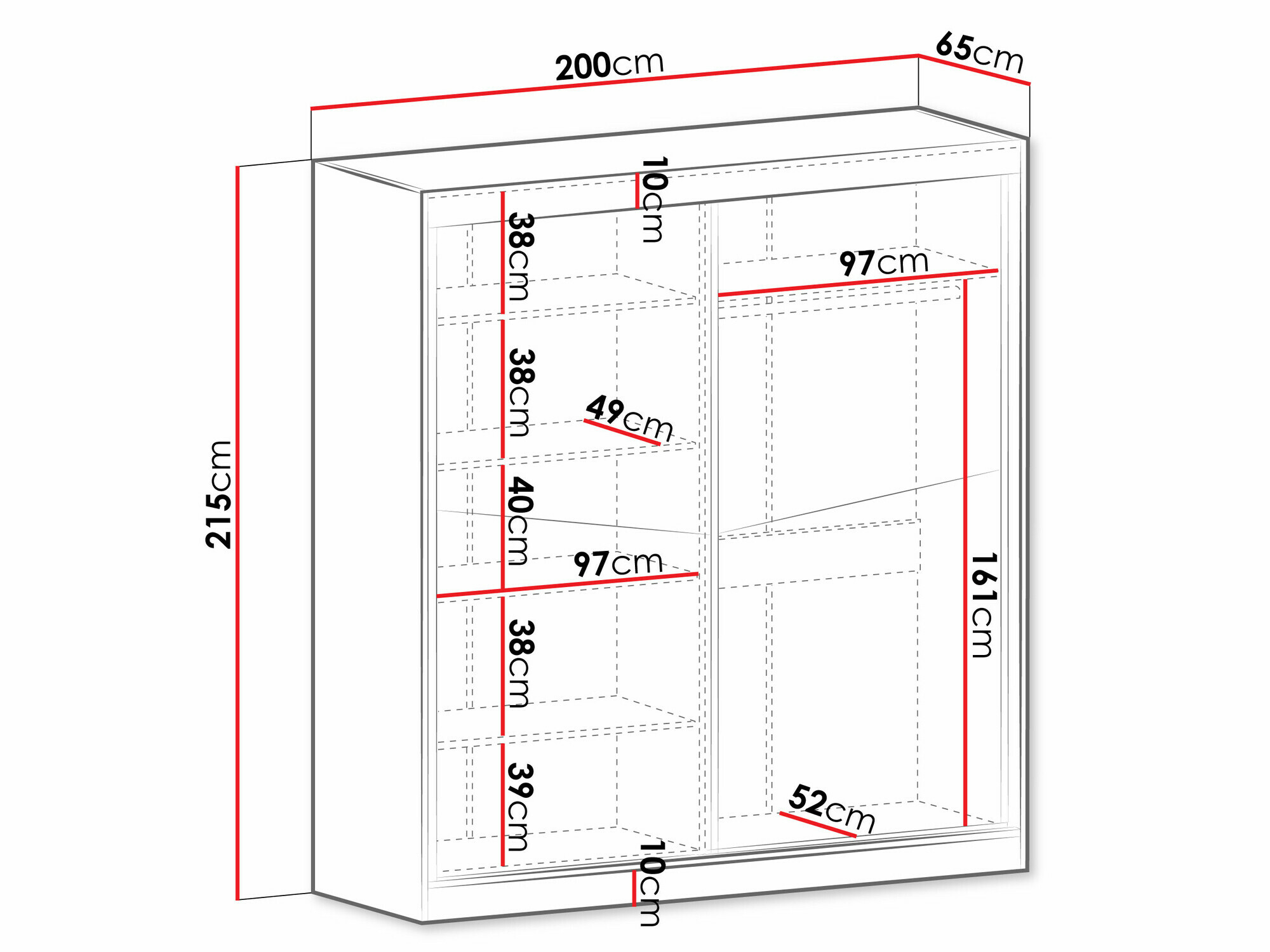 Kledingkast Tenreme 100 (Eiken + Zwart)