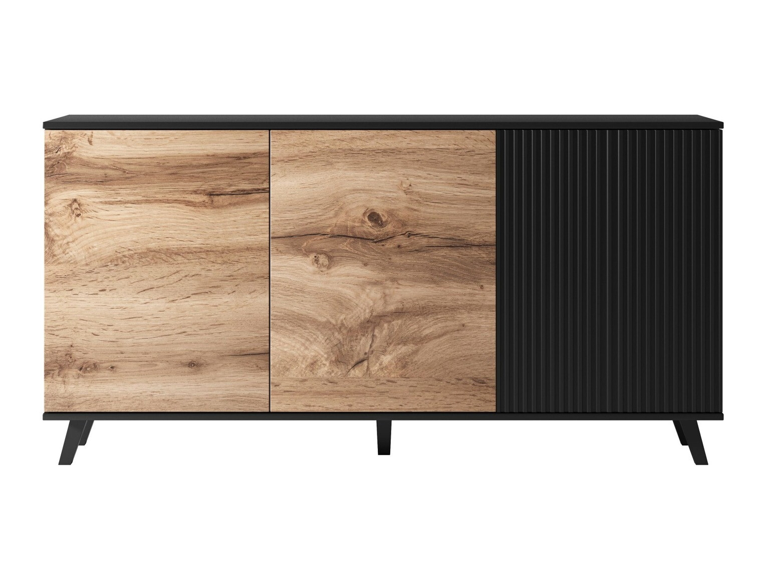 Dressoir Luelia 120 (Zwart + Wotan eik)