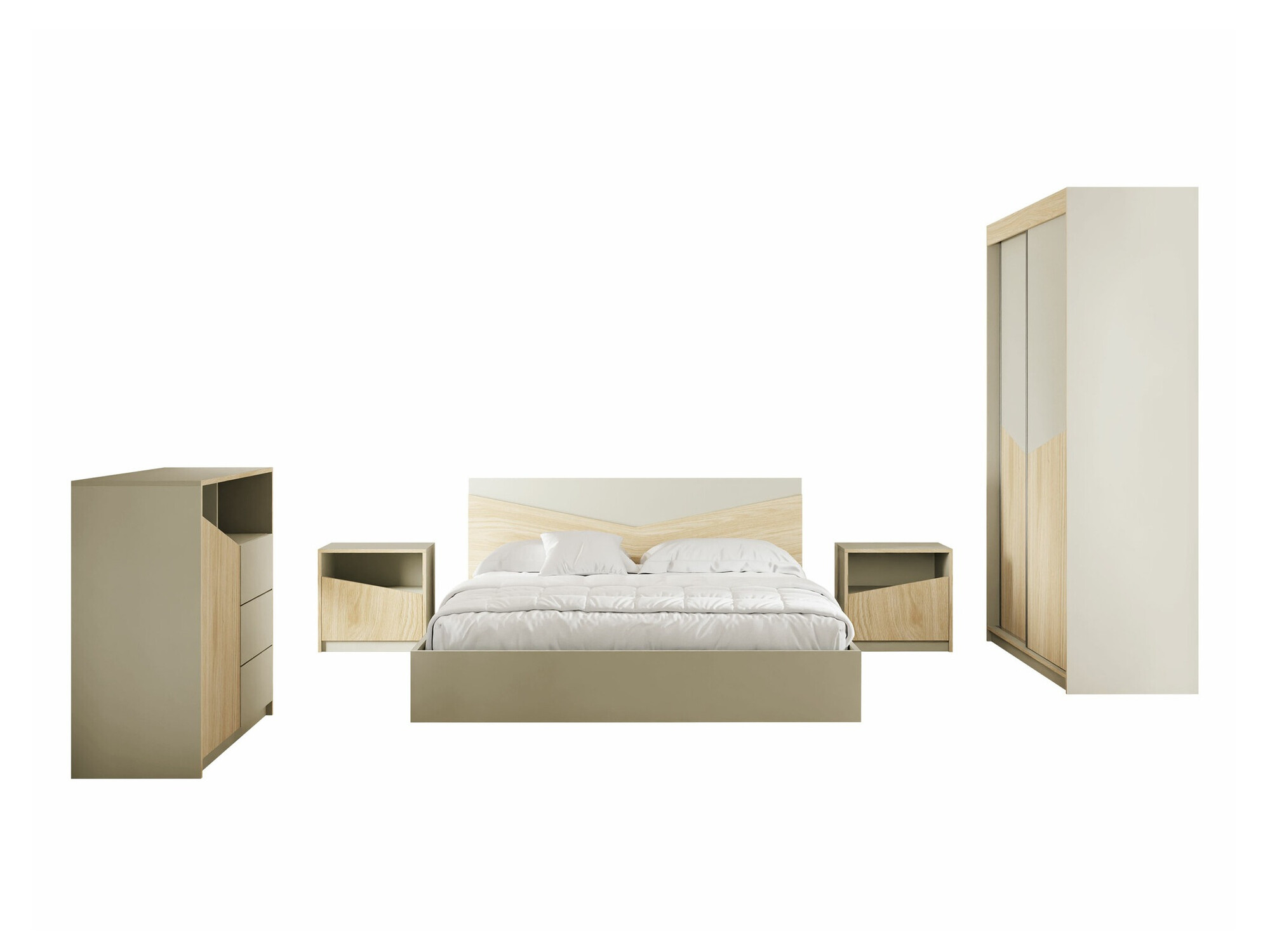 Slaapkamerset Tenreme 108 (Beige + Eiken)