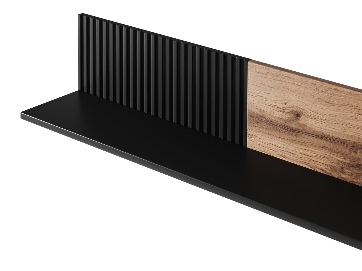 Wandplank Luelia 117 (Zwart + Wotan eik)
