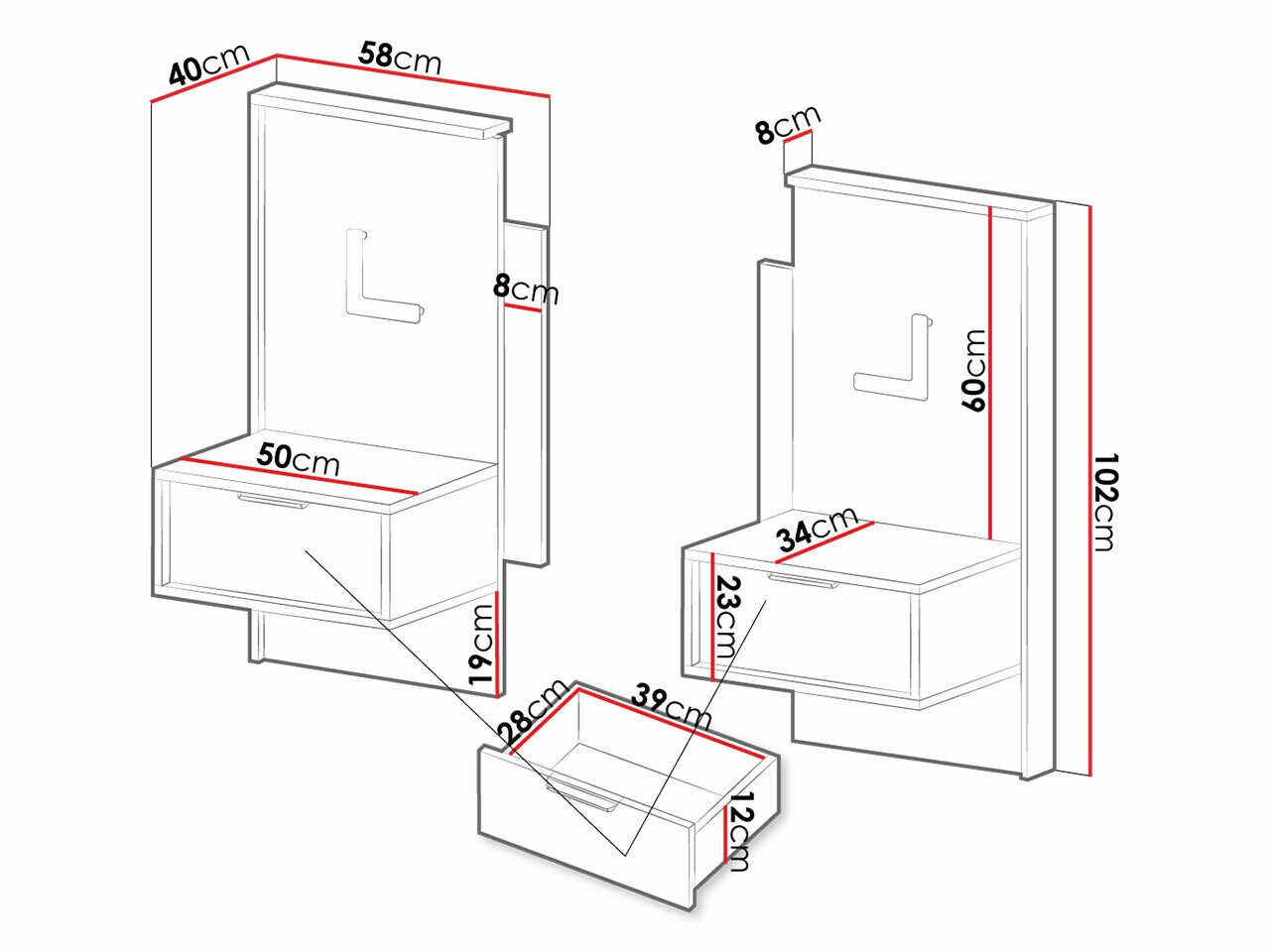 Een set nachtkastjes Flodale 102