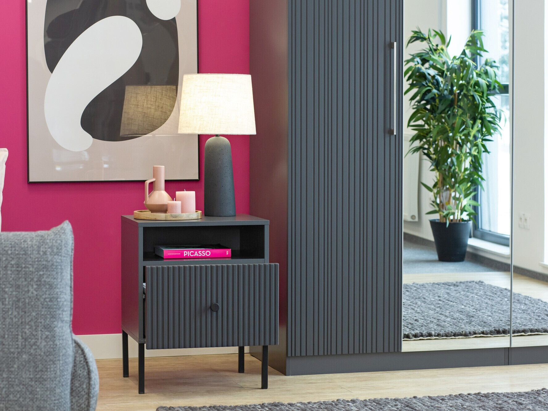 Nachtkastje Etliva 106 (Antraciet)