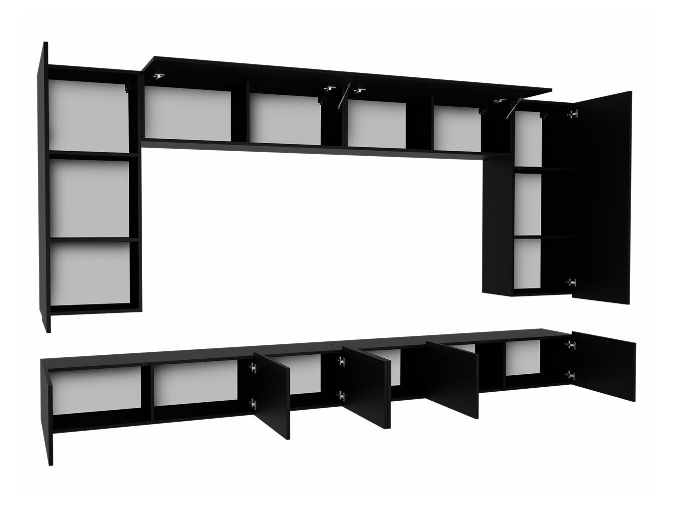 Woonkamerset Tivdalu 135 (Zwart + Glanzend zwart + Wit + Glanzend wit)