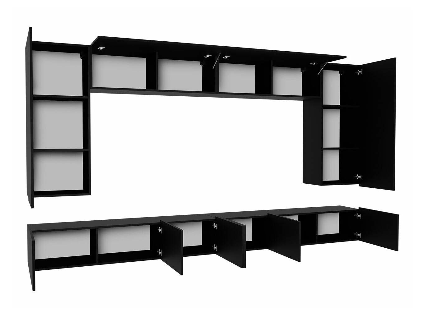 Woonkamerset Tivdalu 135 (Zwart + Glanzend zwart)