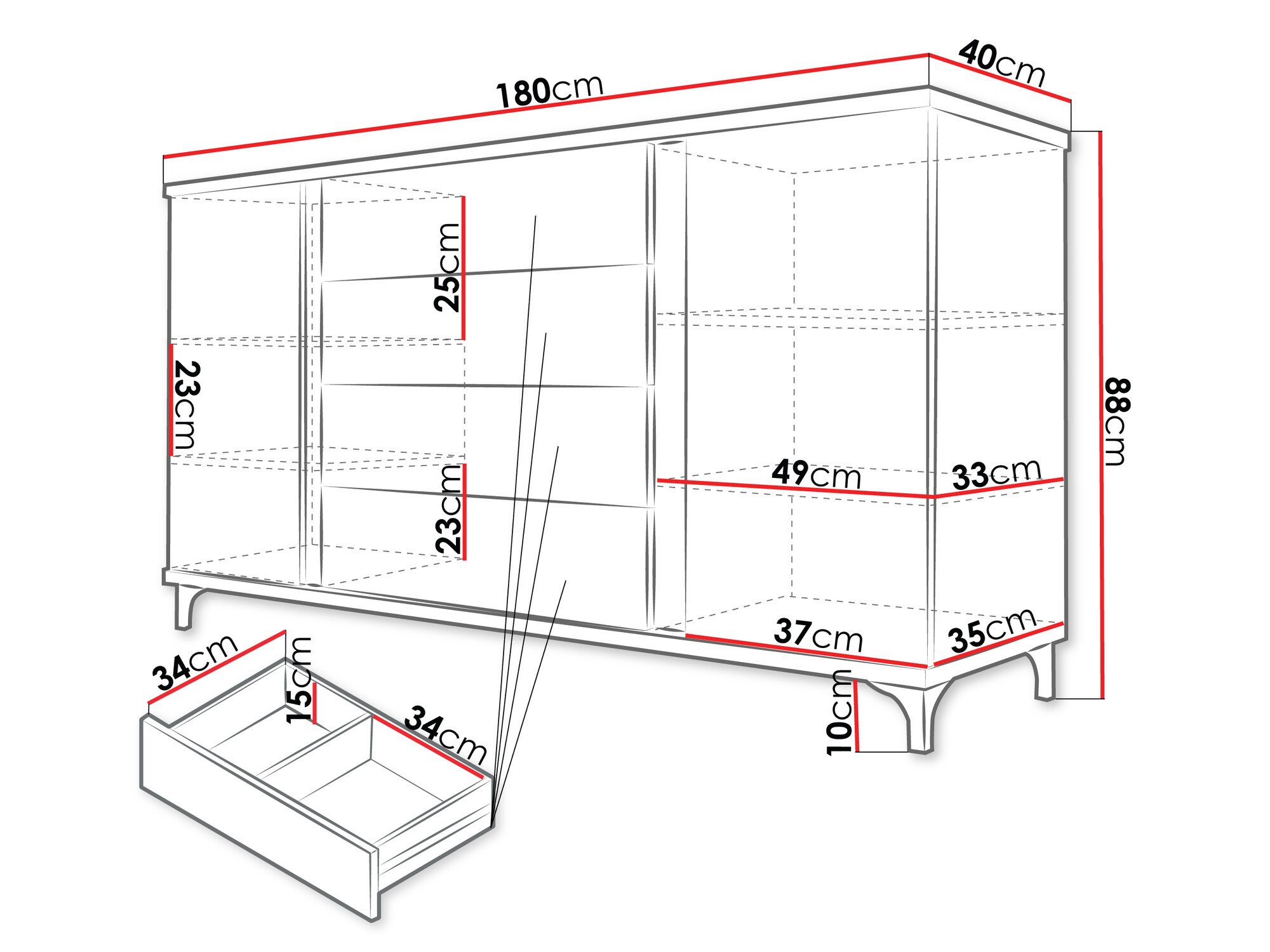 Ladekast Livseri 103 (Wit + Glanzend wit)