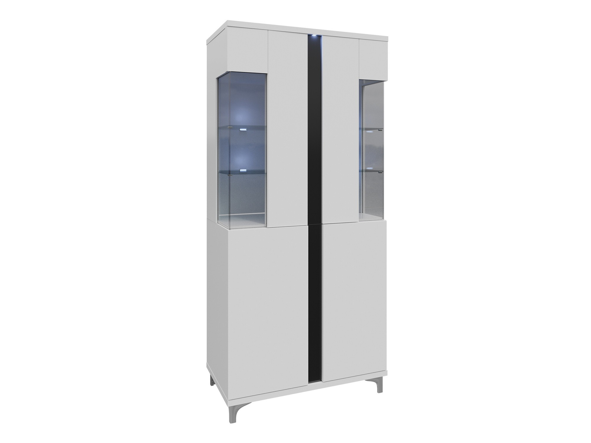 Boekenkast Florem IV (Wit + Glanzend wit + Glanzend zwart)