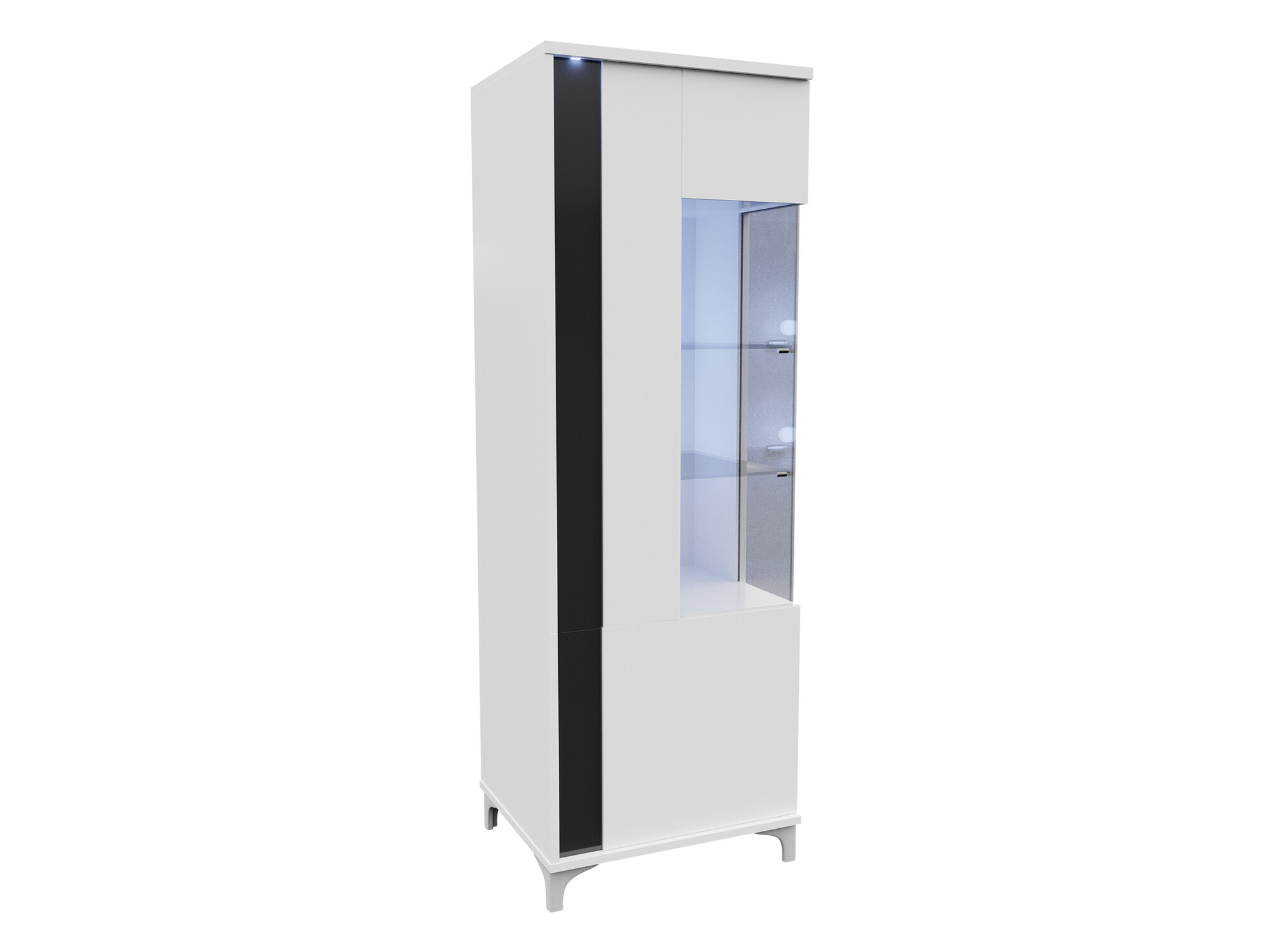 Boekenkast Florem (Wit + Glanzend wit + Glanzend zwart)