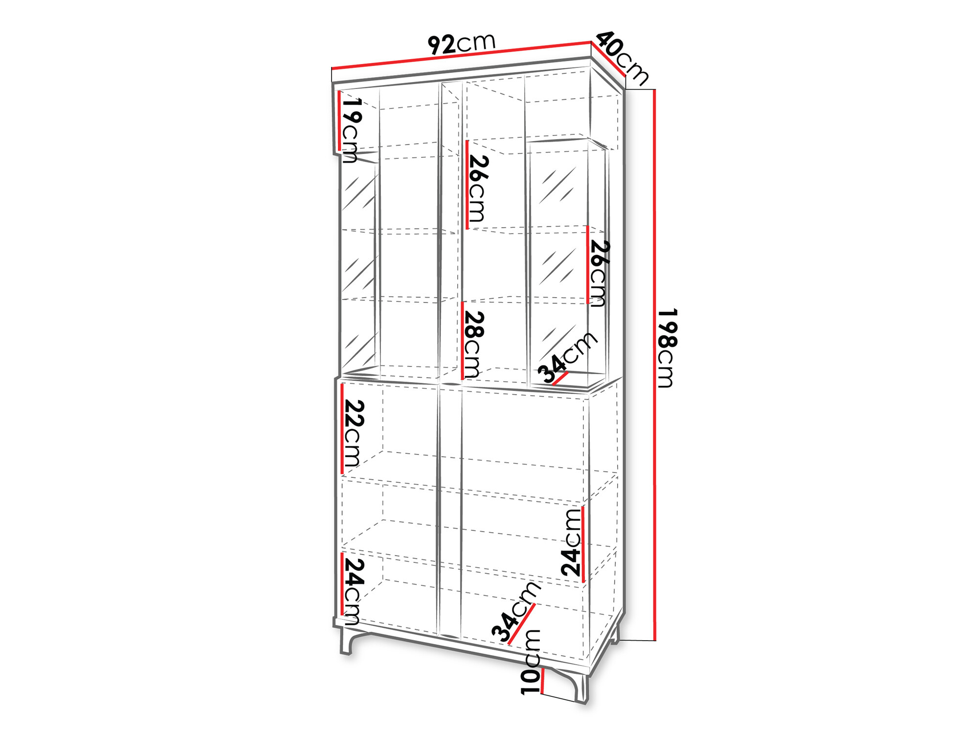 Boekenkast Livseri 116 (Wit + Glanzend wit + Licht hout)