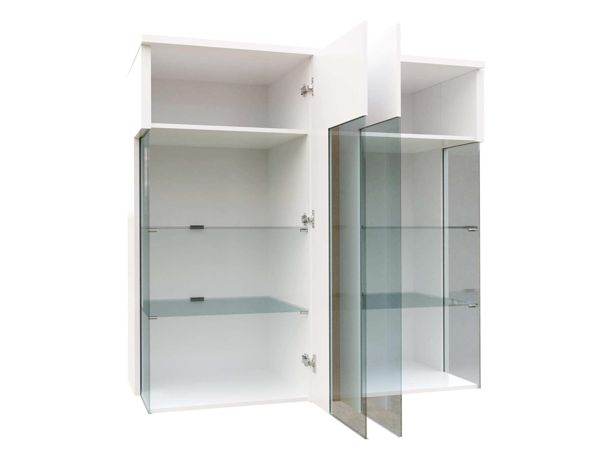 Dressoir Florem III (Wit + Glanzend wit + Licht hout)