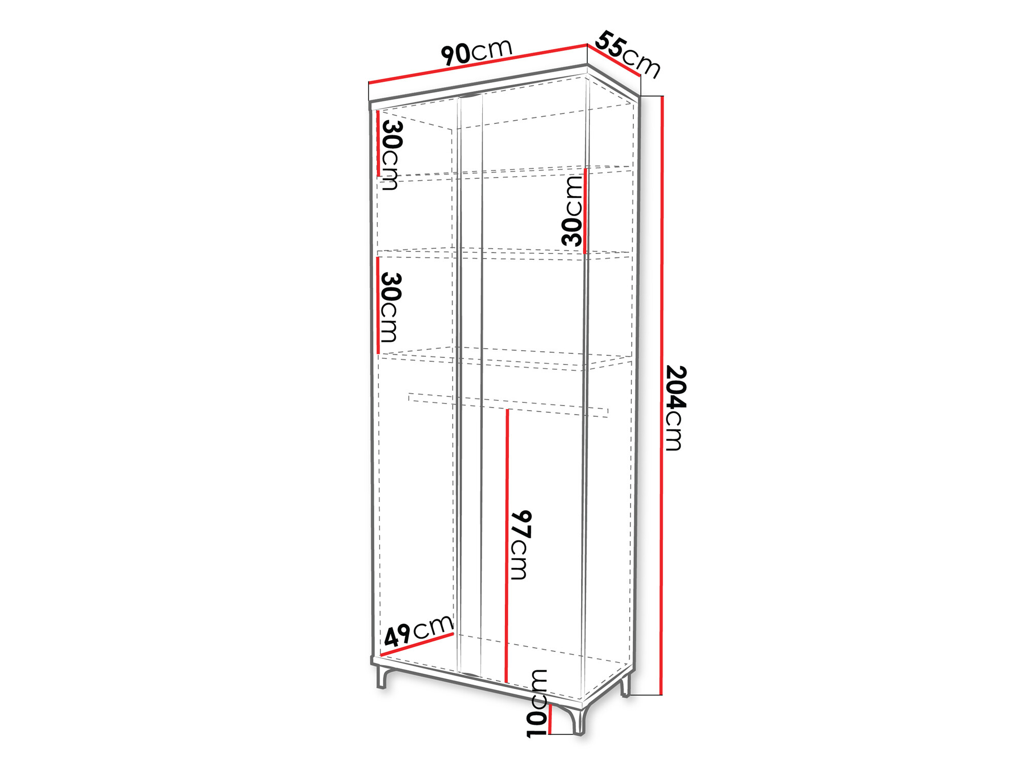 Kledingkast Livseri 114 (Wit + Glanzend wit + Glanzend zwart)