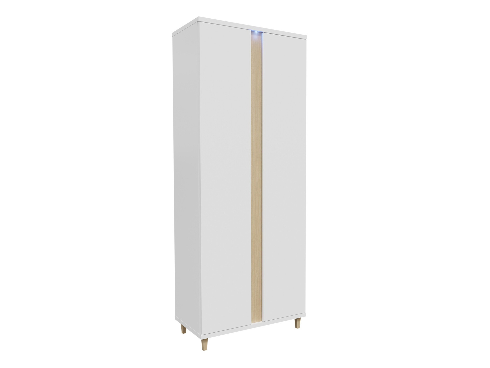 Kledingkast Livseri 114 (Wit + Glanzend wit + Licht hout)