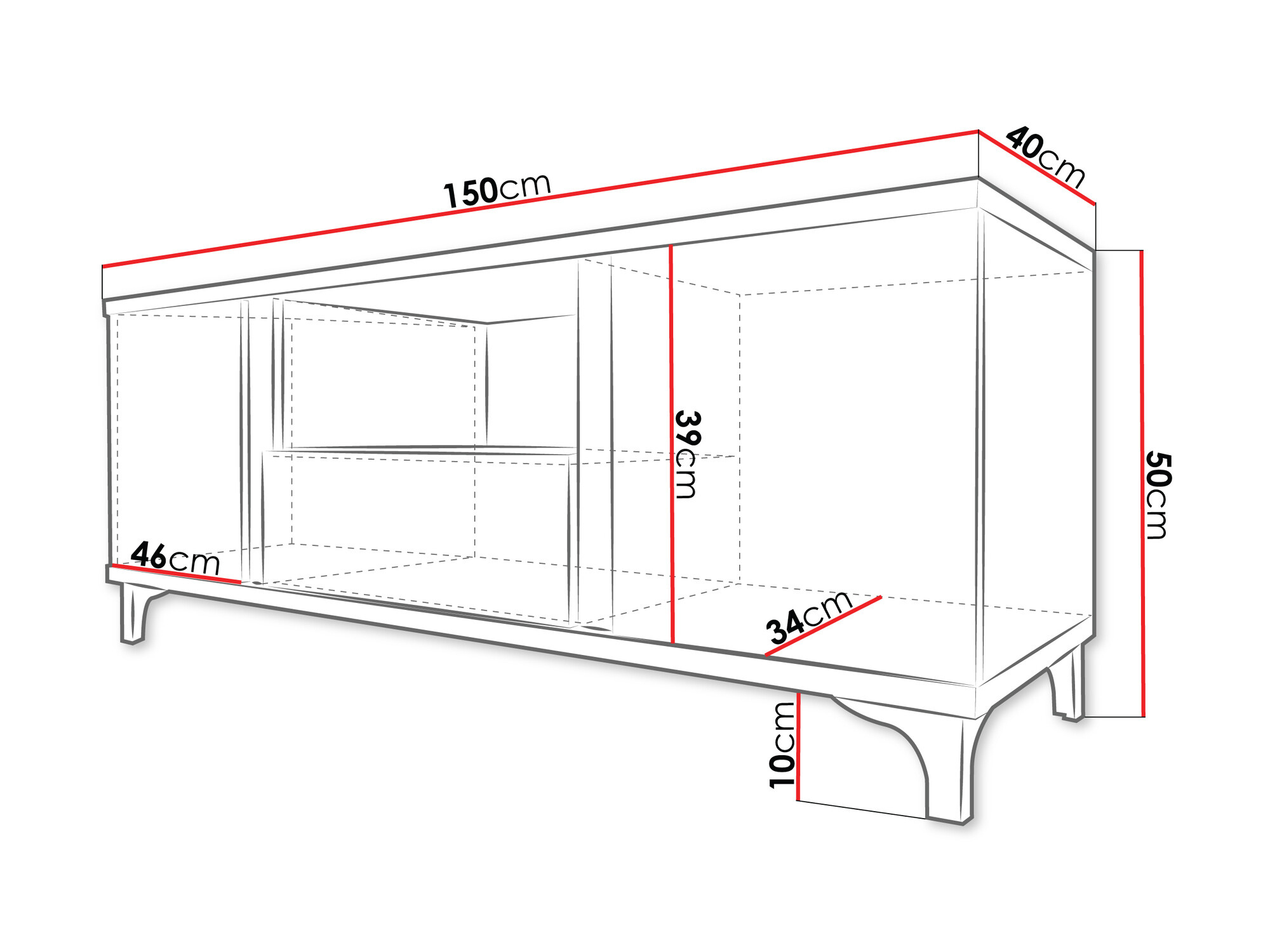 TV-meubel Livseri 113 (Wit + Glanzend wit + Glanzend zwart)