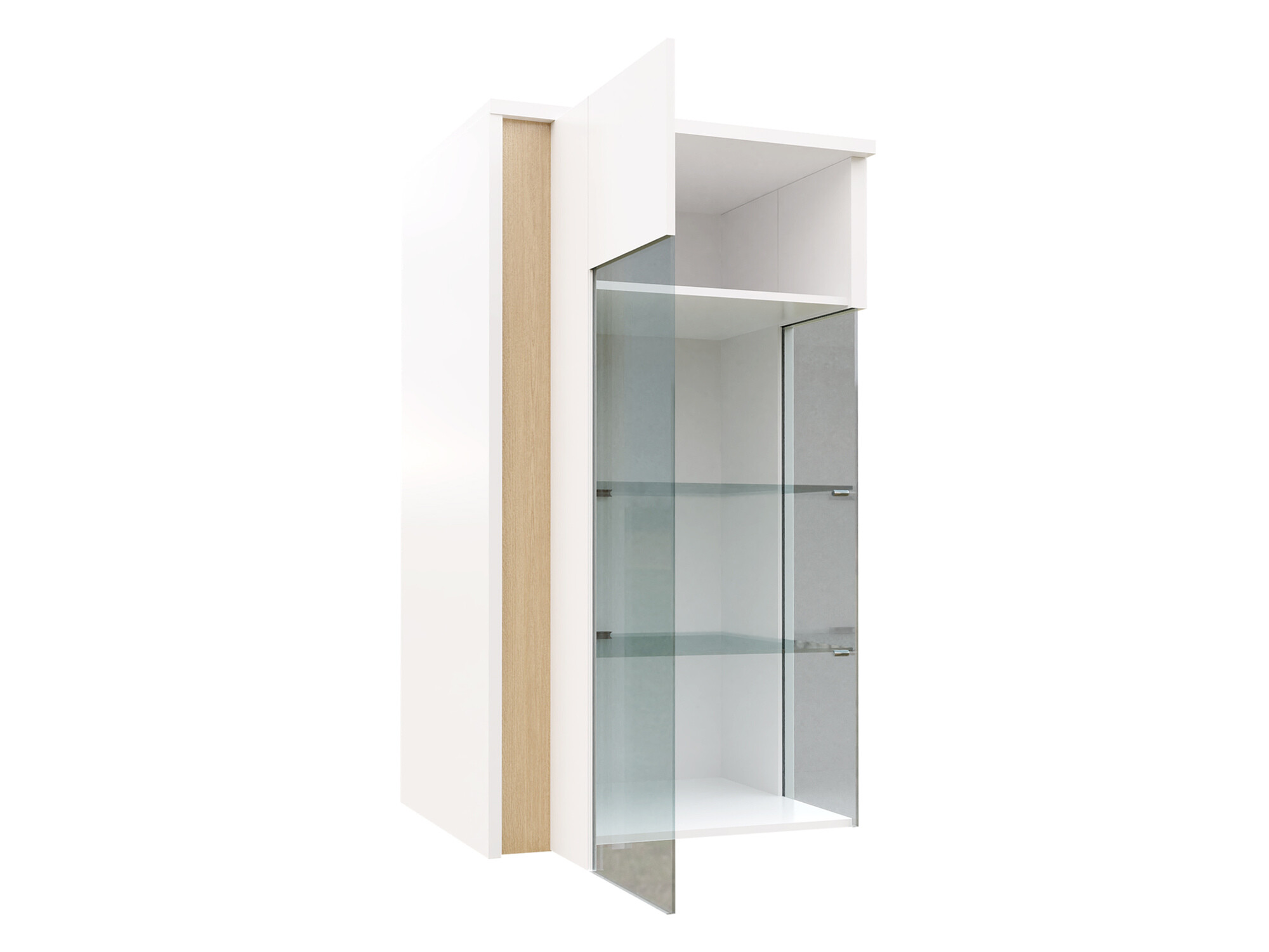 Wandkast Livseri 105 (Wit + Glanzend wit + Licht hout)