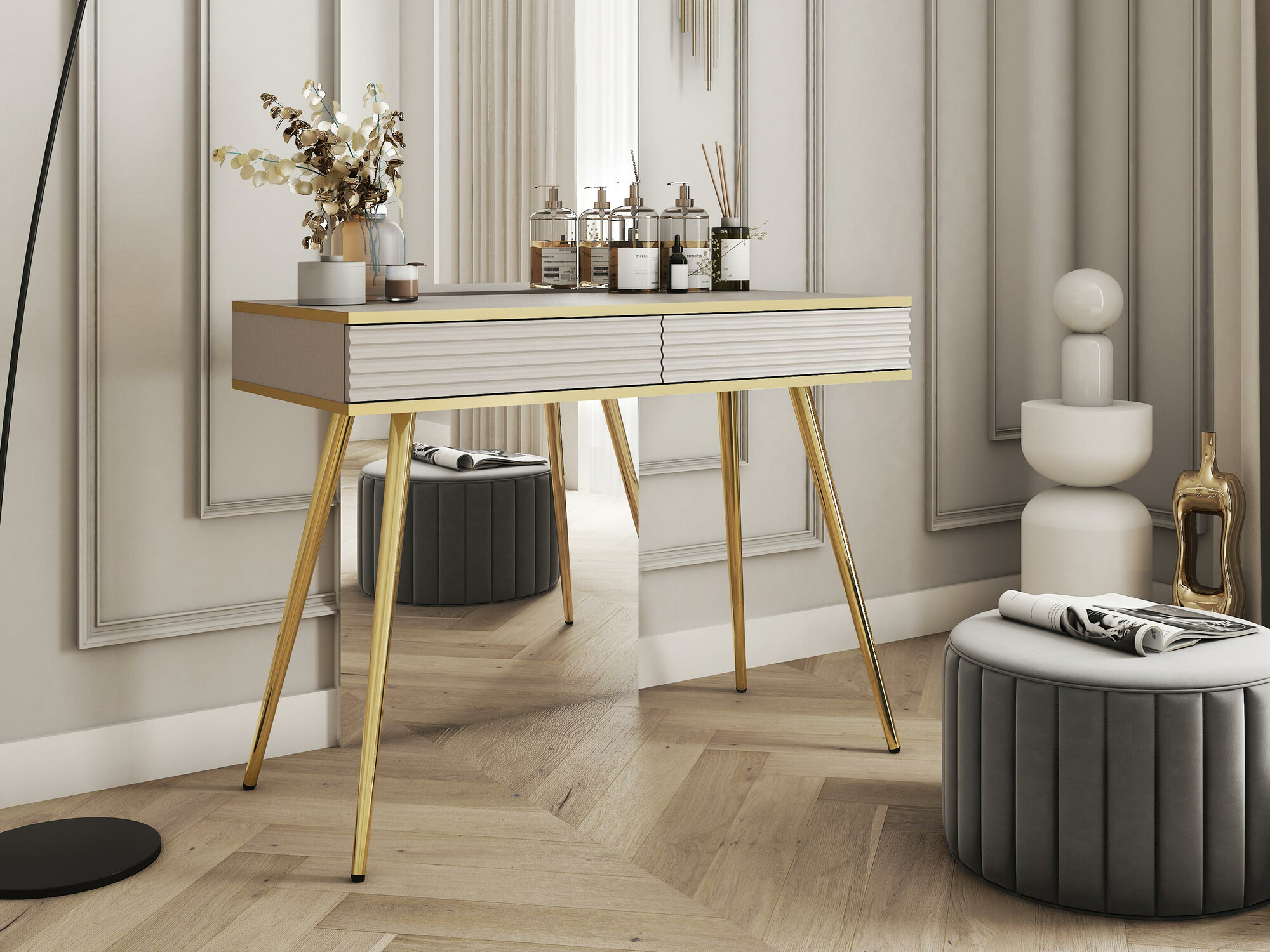 Wandtafel Felduno 106 (Crème + Gouden)