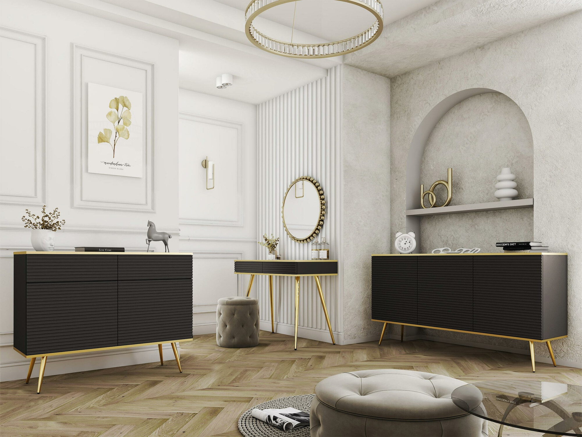 Wandtafel Felduno 106 (Zwart + Gouden)