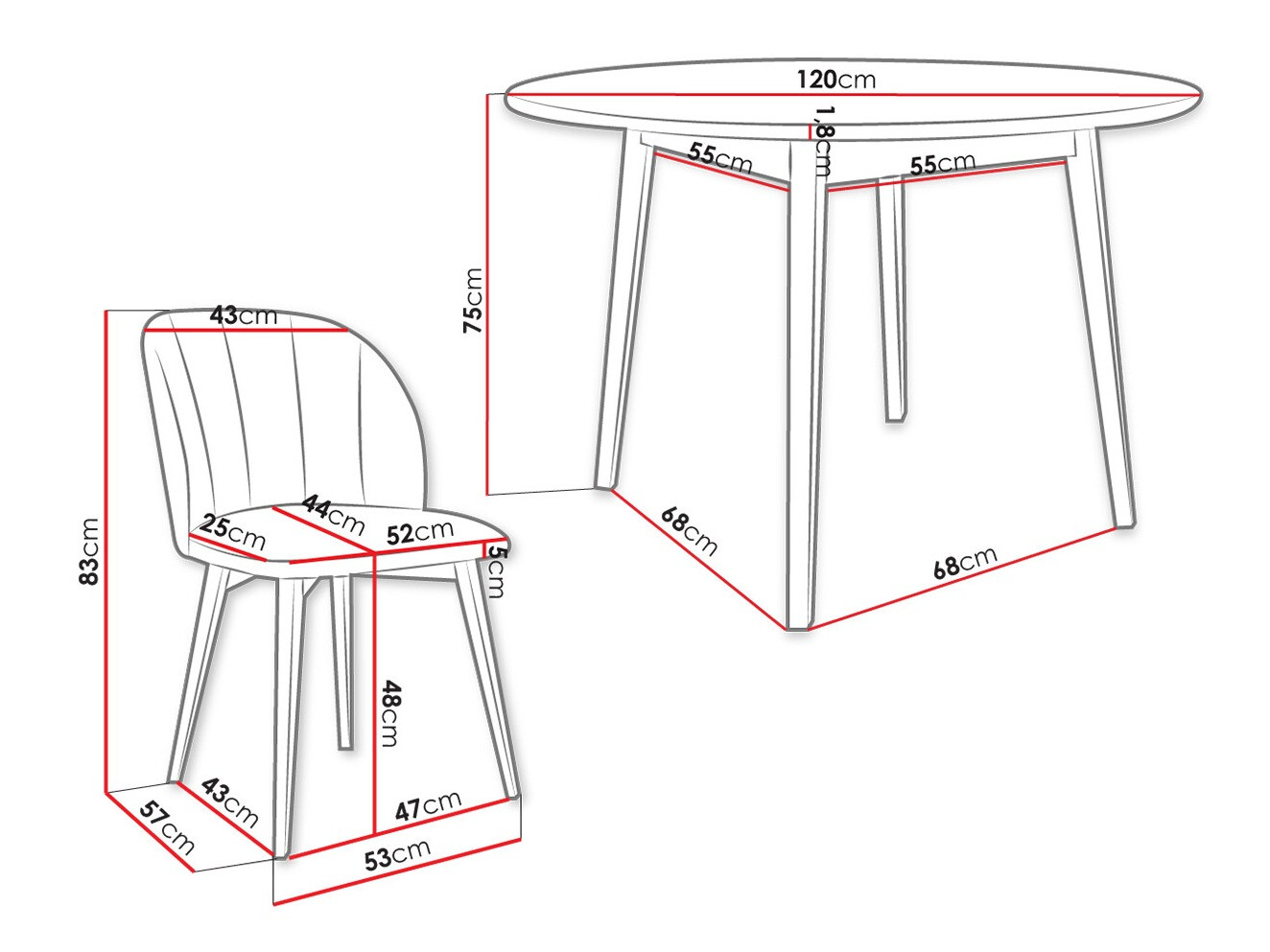 Eetkamerset Racine 136 (Bruin)