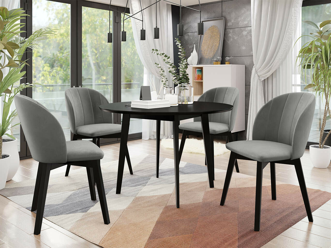 Eetkamerset Racine 136 (Zwart)