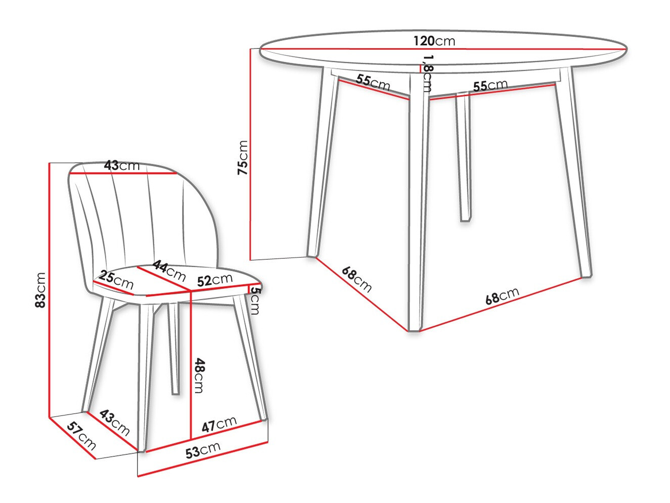 Eetkamerset Racine 136 (Zwart)