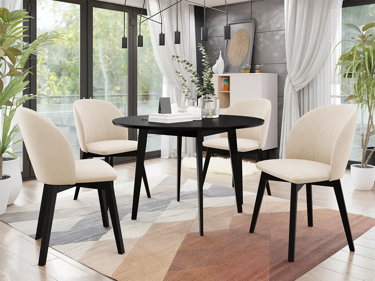 Eetkamerset Racine 136 (Zwart)