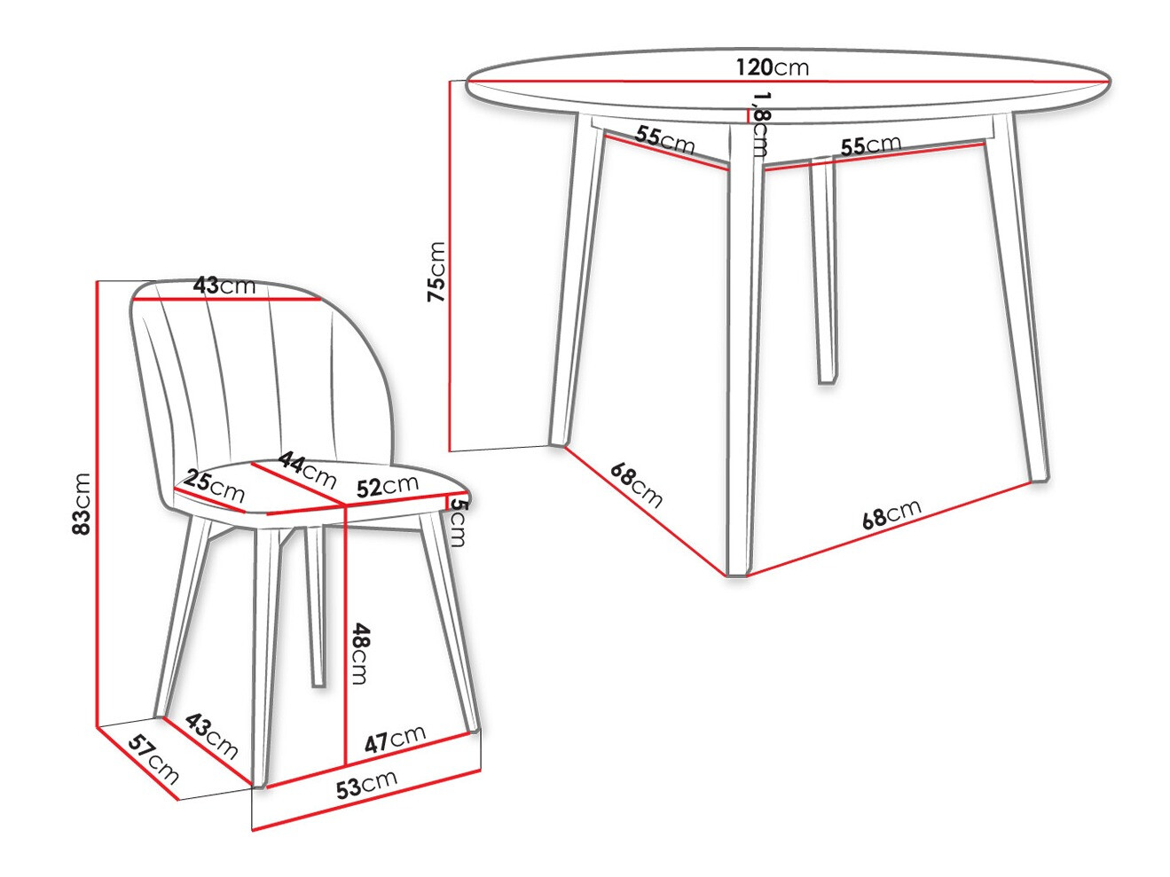 Eetkamerset Racine 136 (Zwart)