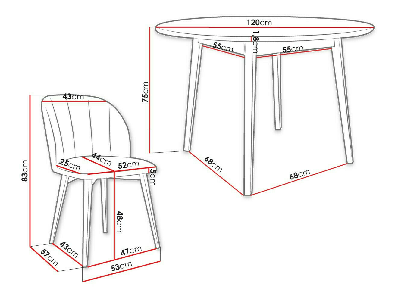 Eetkamerset Racine 136 (Bruin)