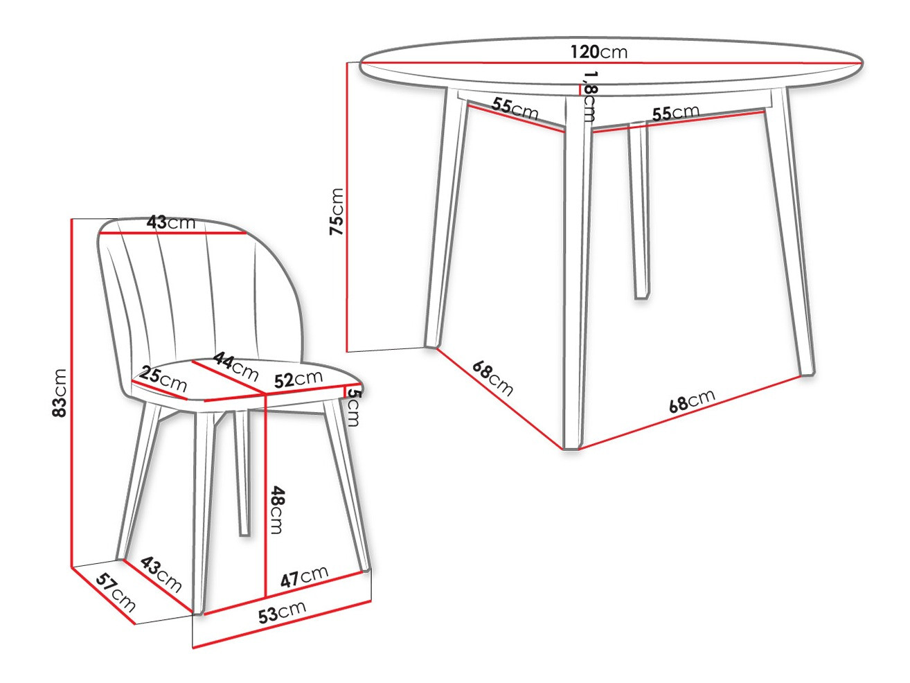 Eetkamerset Racine 136 (Bruin)