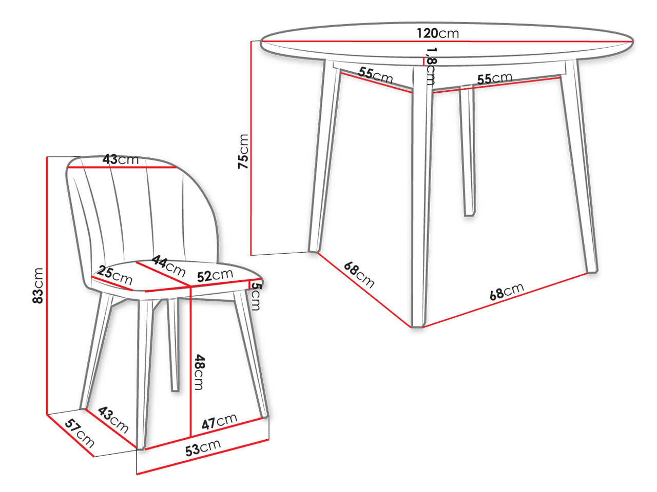 Eetkamerset Racine 136 (Bruin)