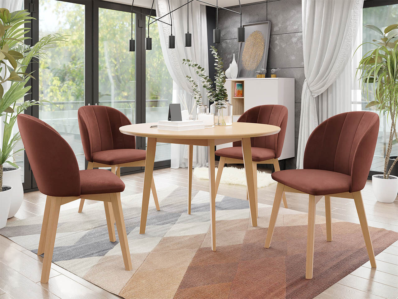 Eetkamerset Racine 136 (Bruin)