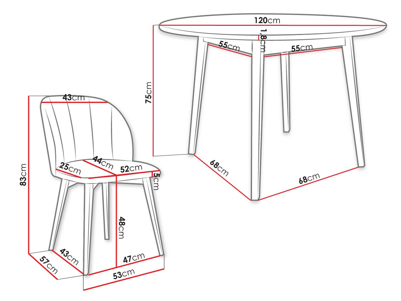 Eetkamerset Racine 136 (Bruin)