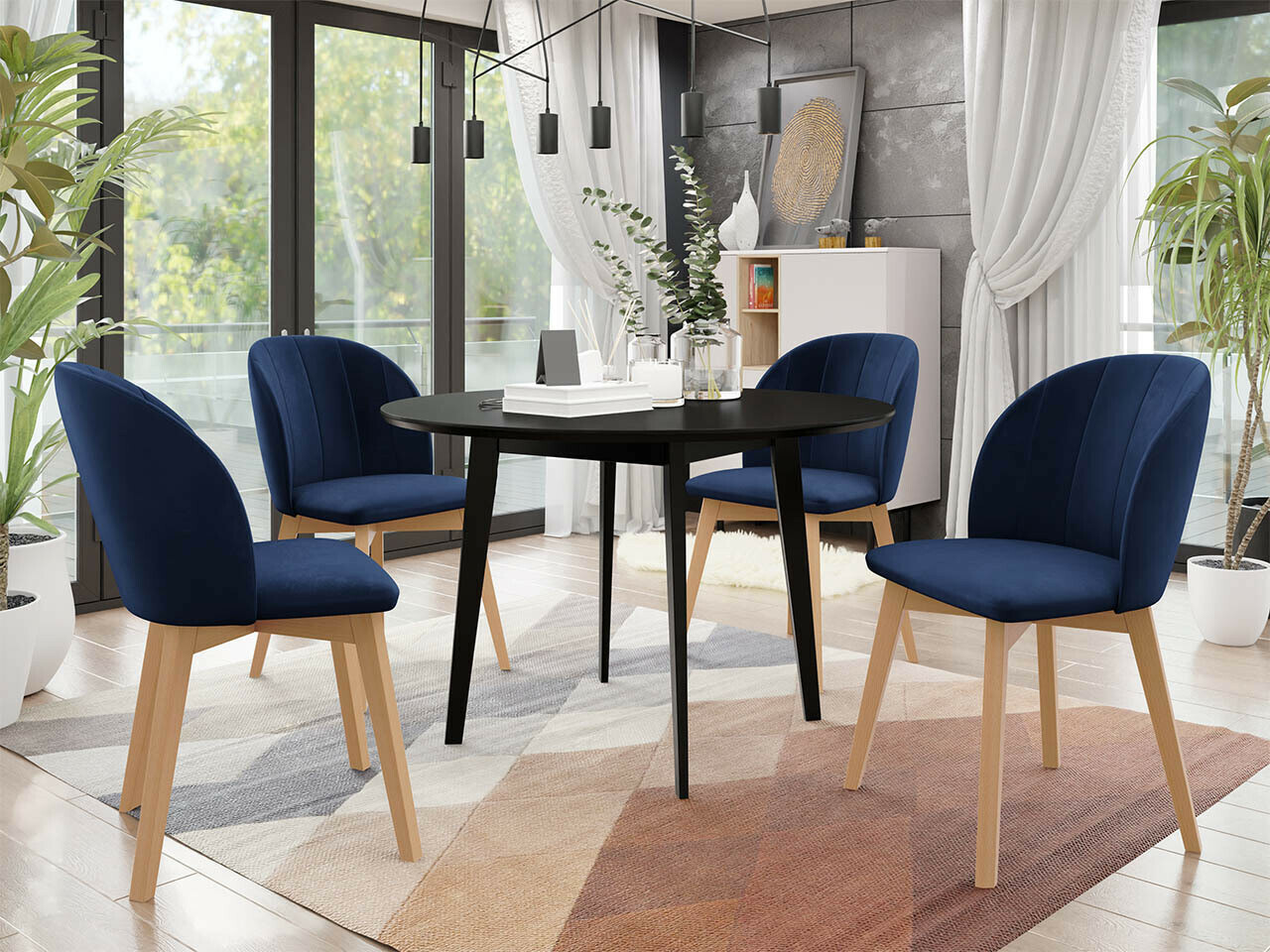 Eetkamerset Racine 136 (Zwart)