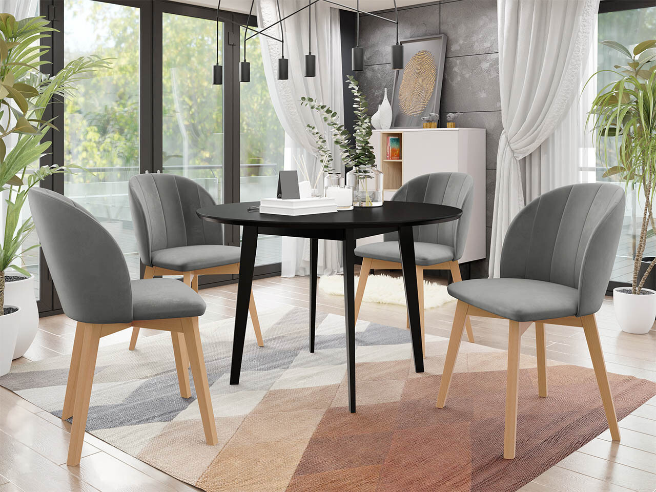 Eetkamerset Racine 136 (Zwart)