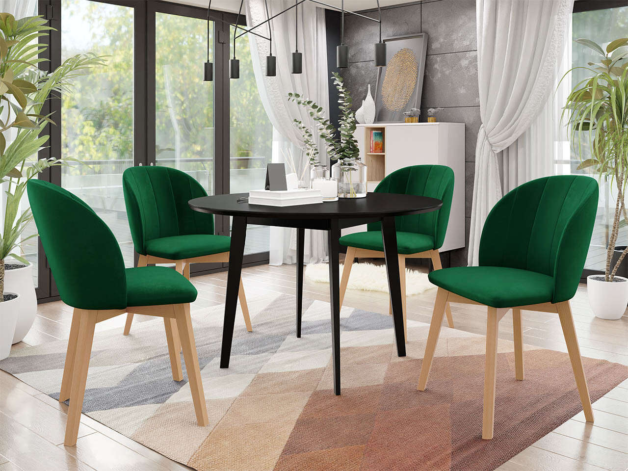 Eetkamerset Racine 136 (Zwart)