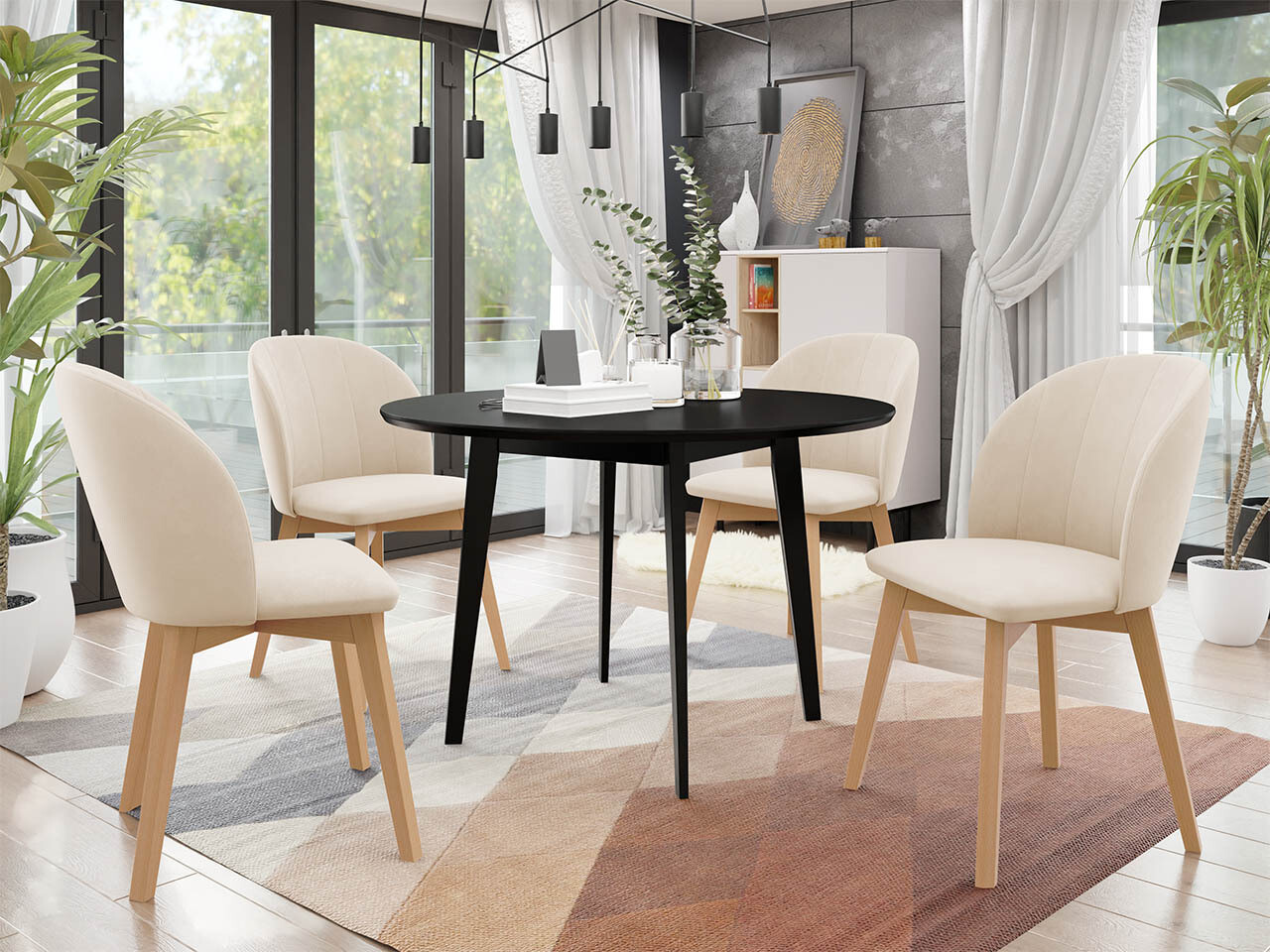 Eetkamerset Racine 136 (Zwart)