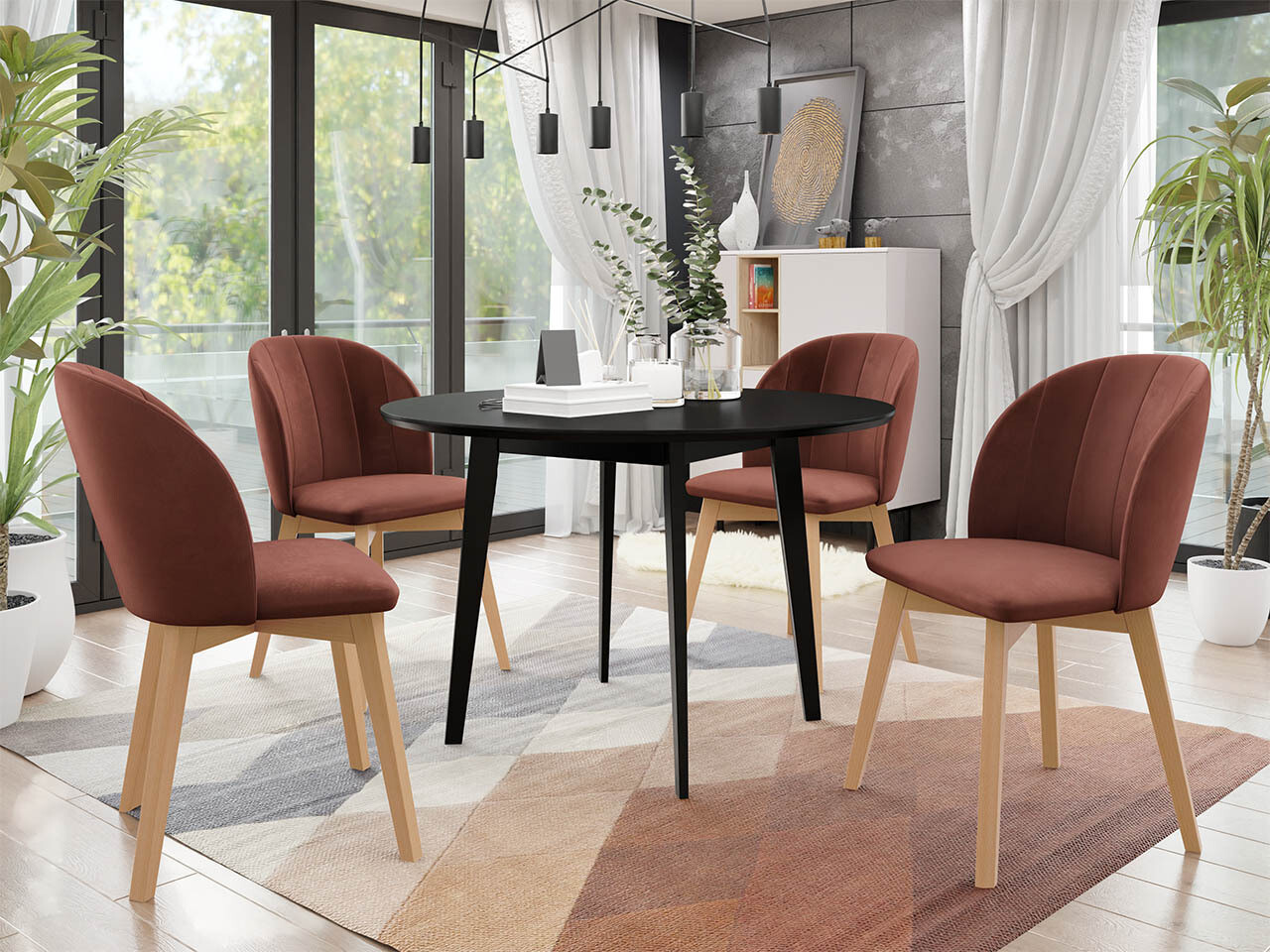 Eetkamerset Racine 136 (Zwart)