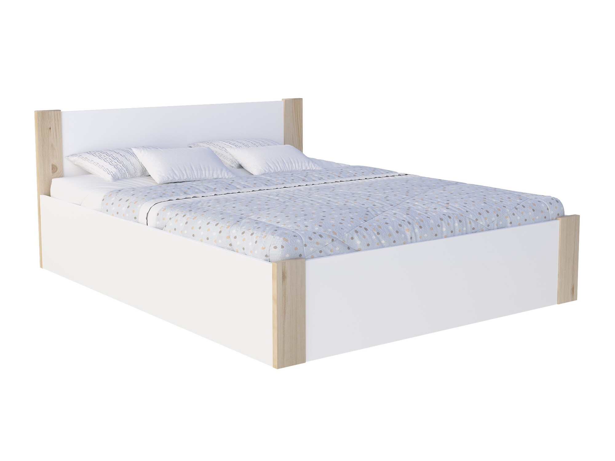 Bed Aurora 155 (Wit + Grenen)