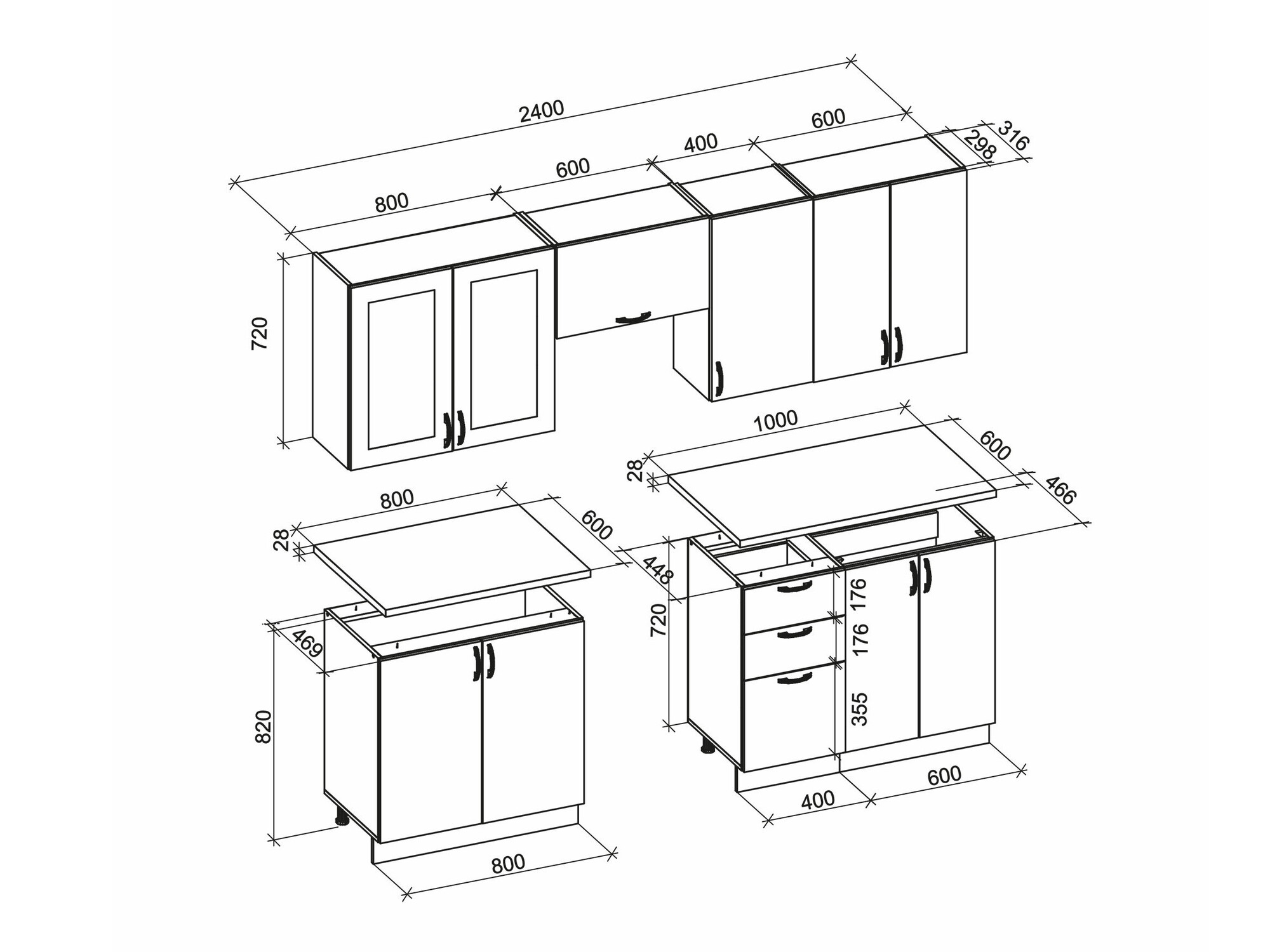 Keukenset Houston 1877 (Wit)