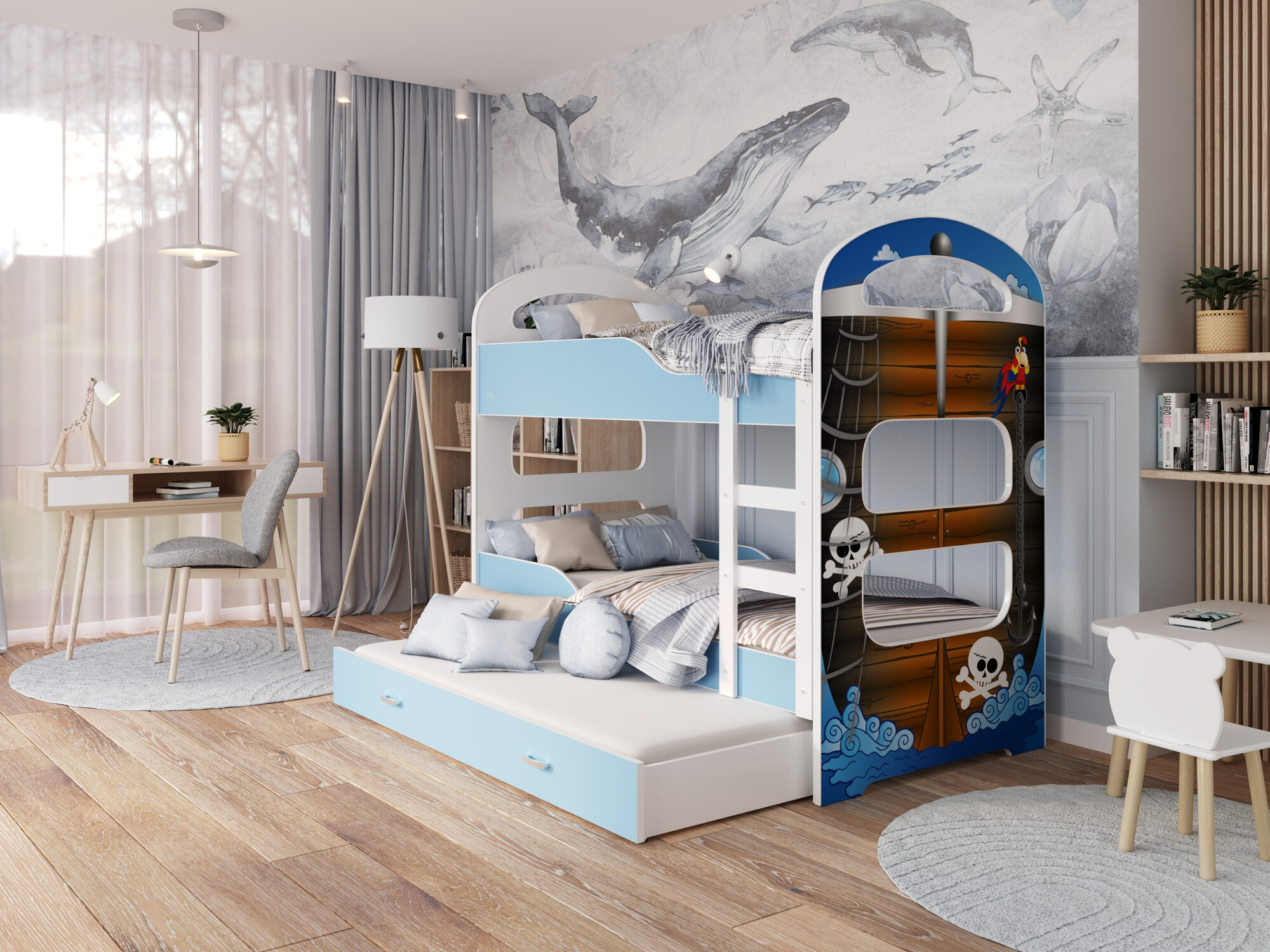 Stapelbed Aurora 116 (Wit + Blauw)