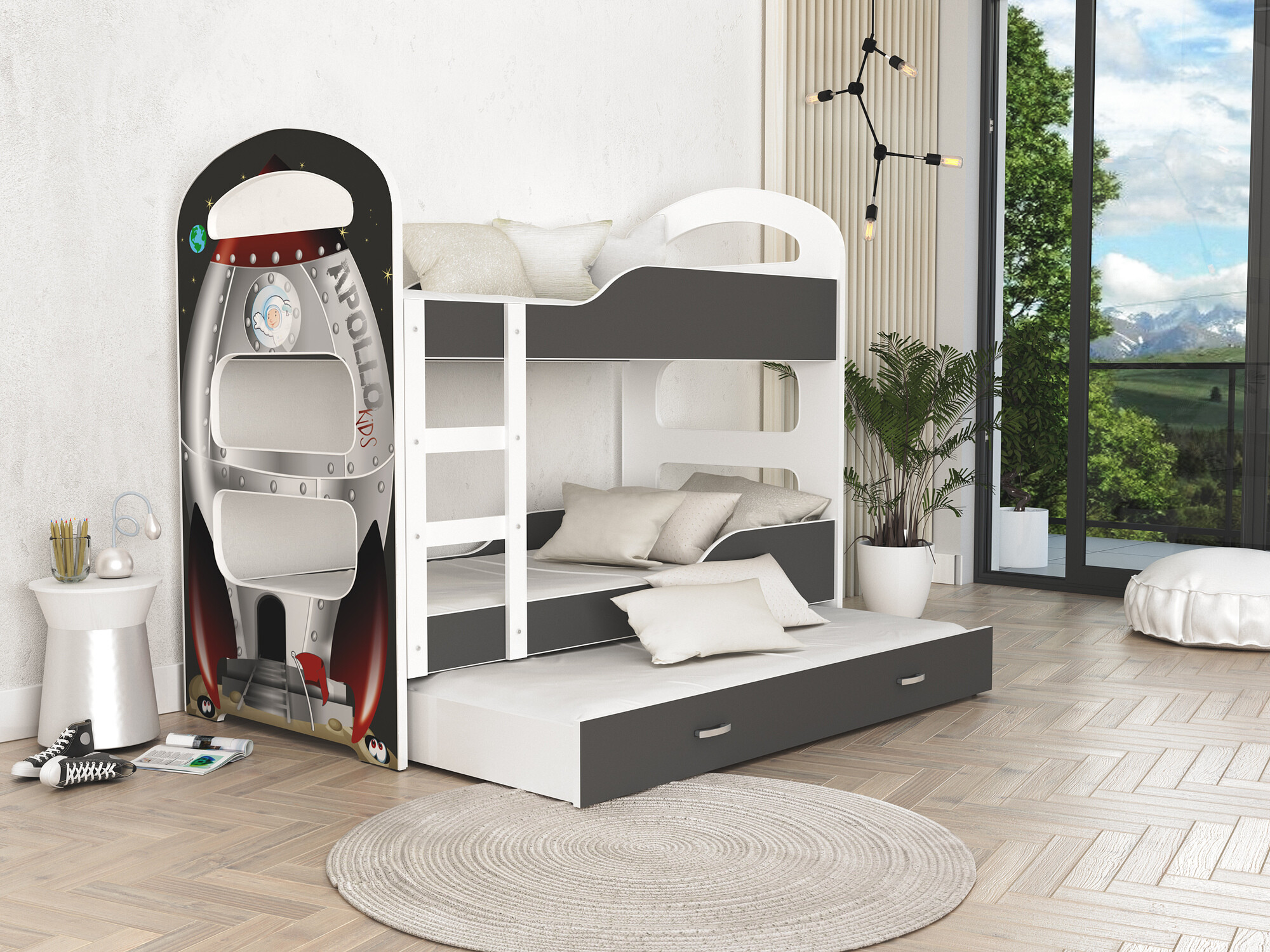 Stapelbed Aurora 116 (Wit + Grijs)