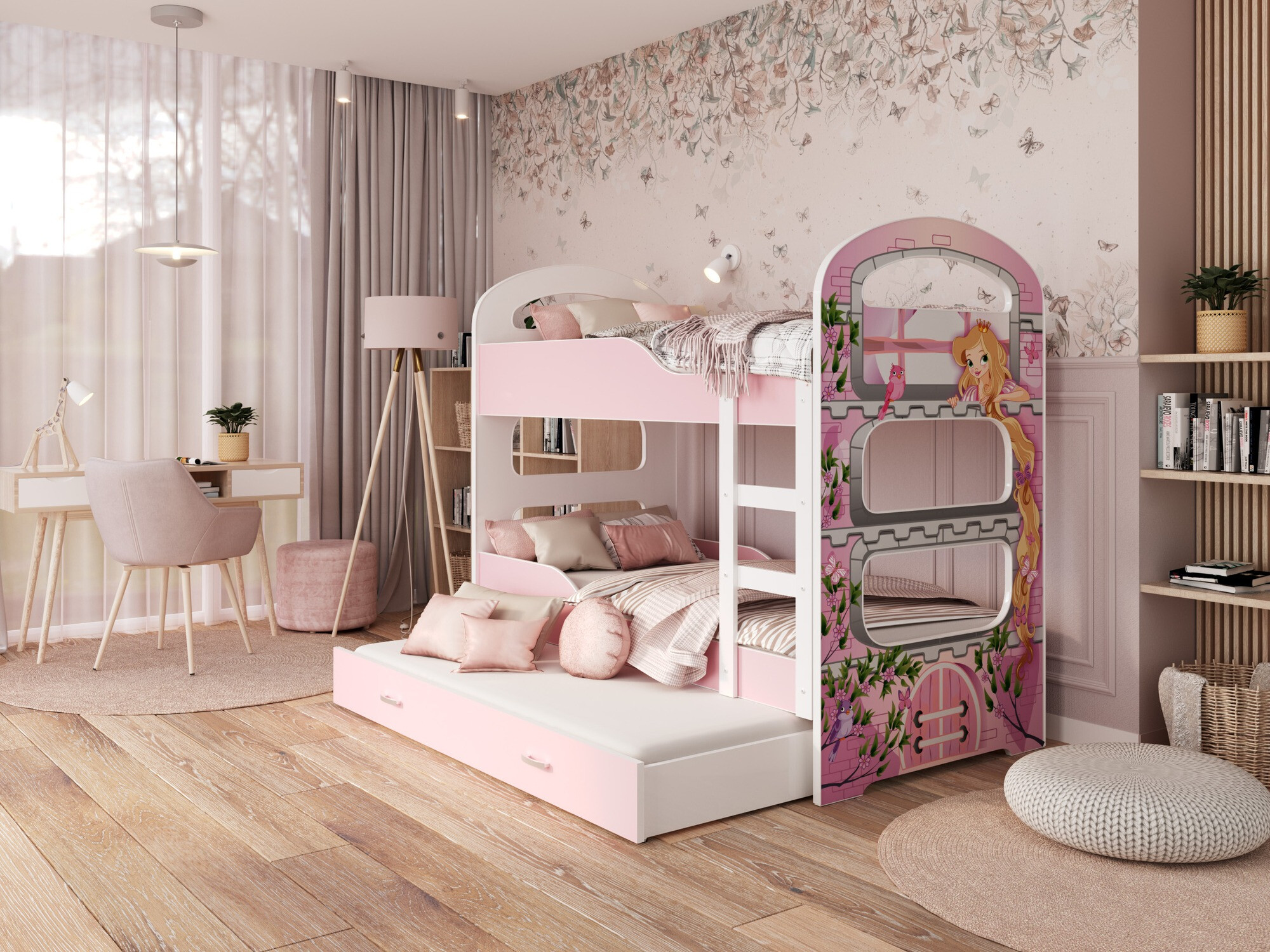 Stapelbed Aurora 116 (Wit + Roze)