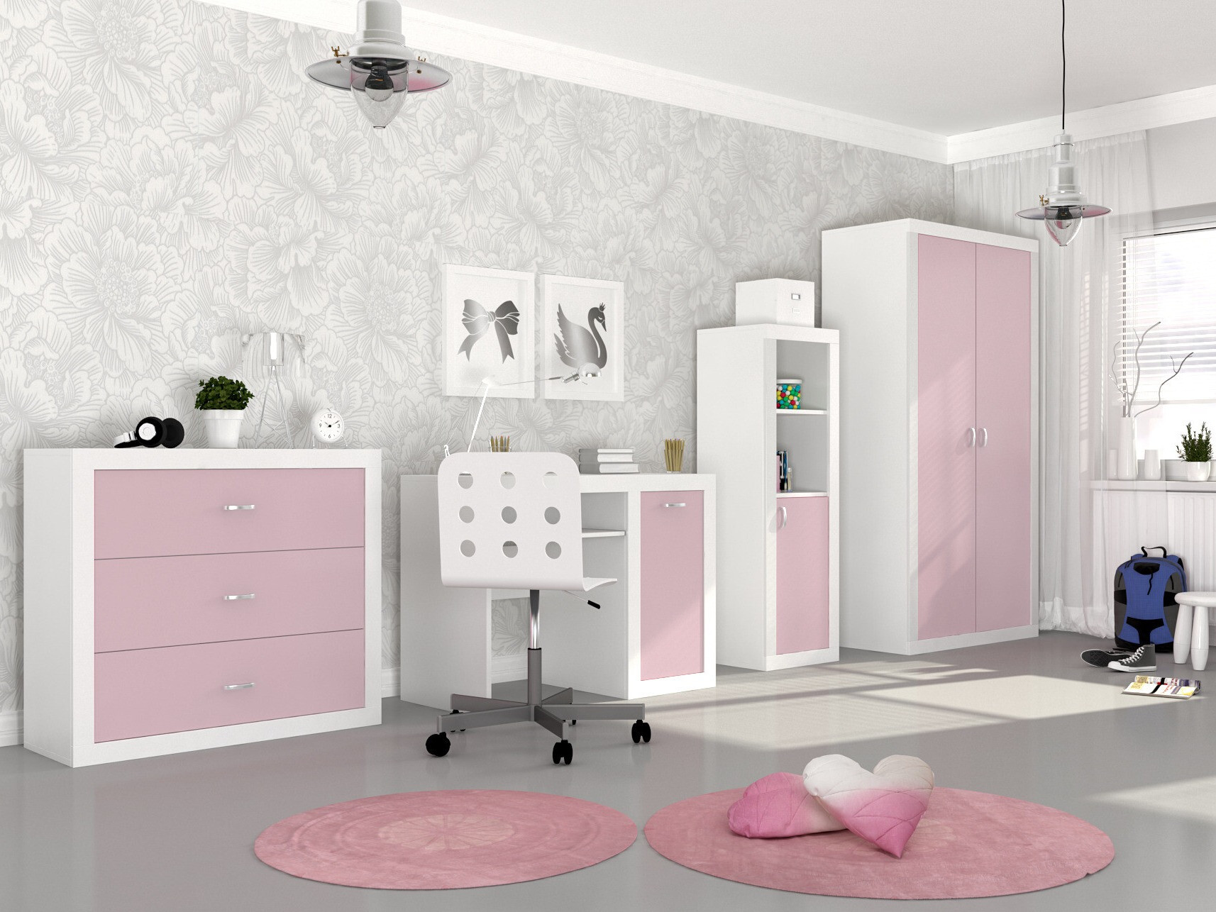 Boekenkast Tentive 105 (Wit + Roze)
