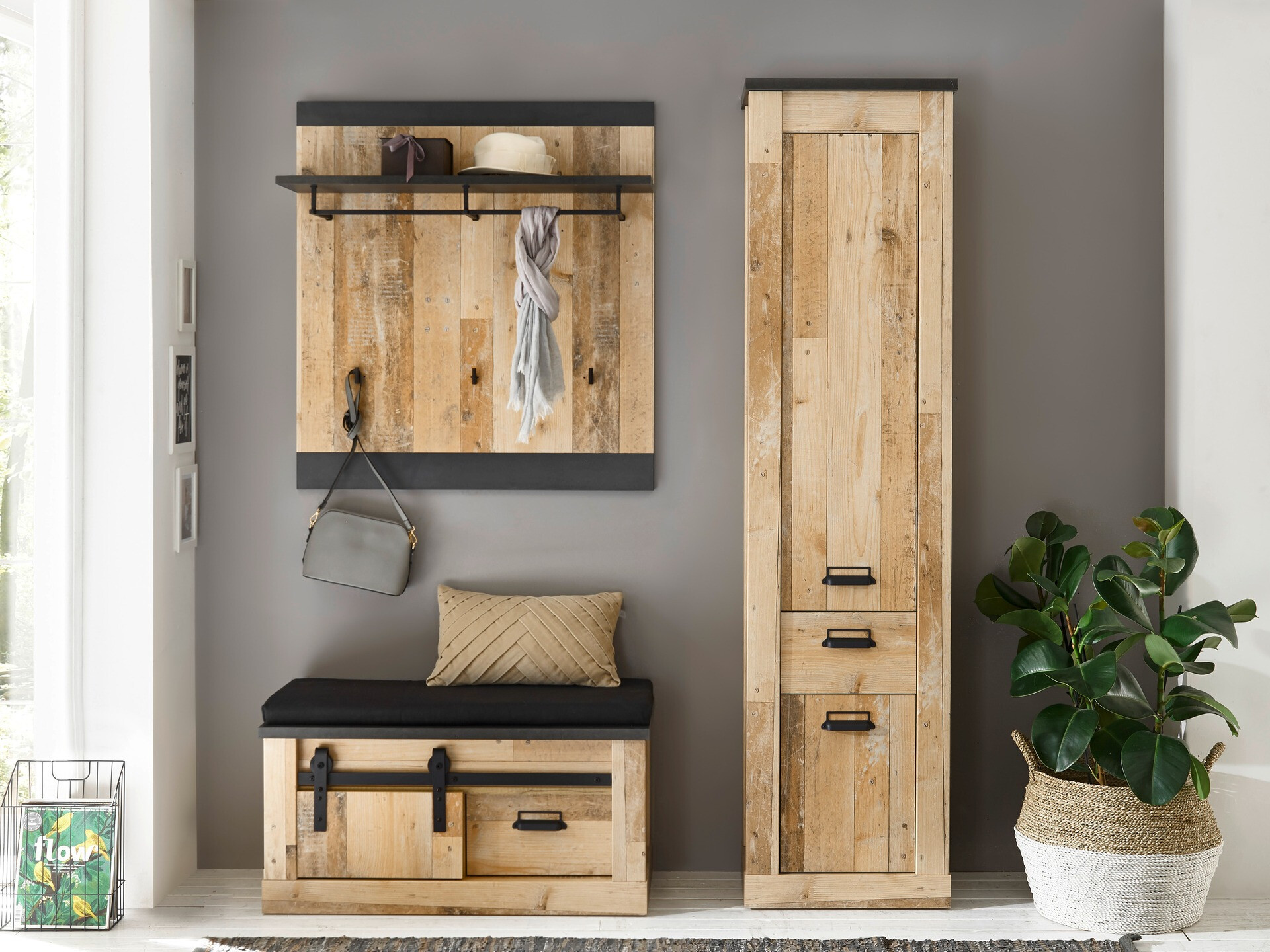 Gangmeubelset Cirtale 130 (Verouderd hout + Antraciet)