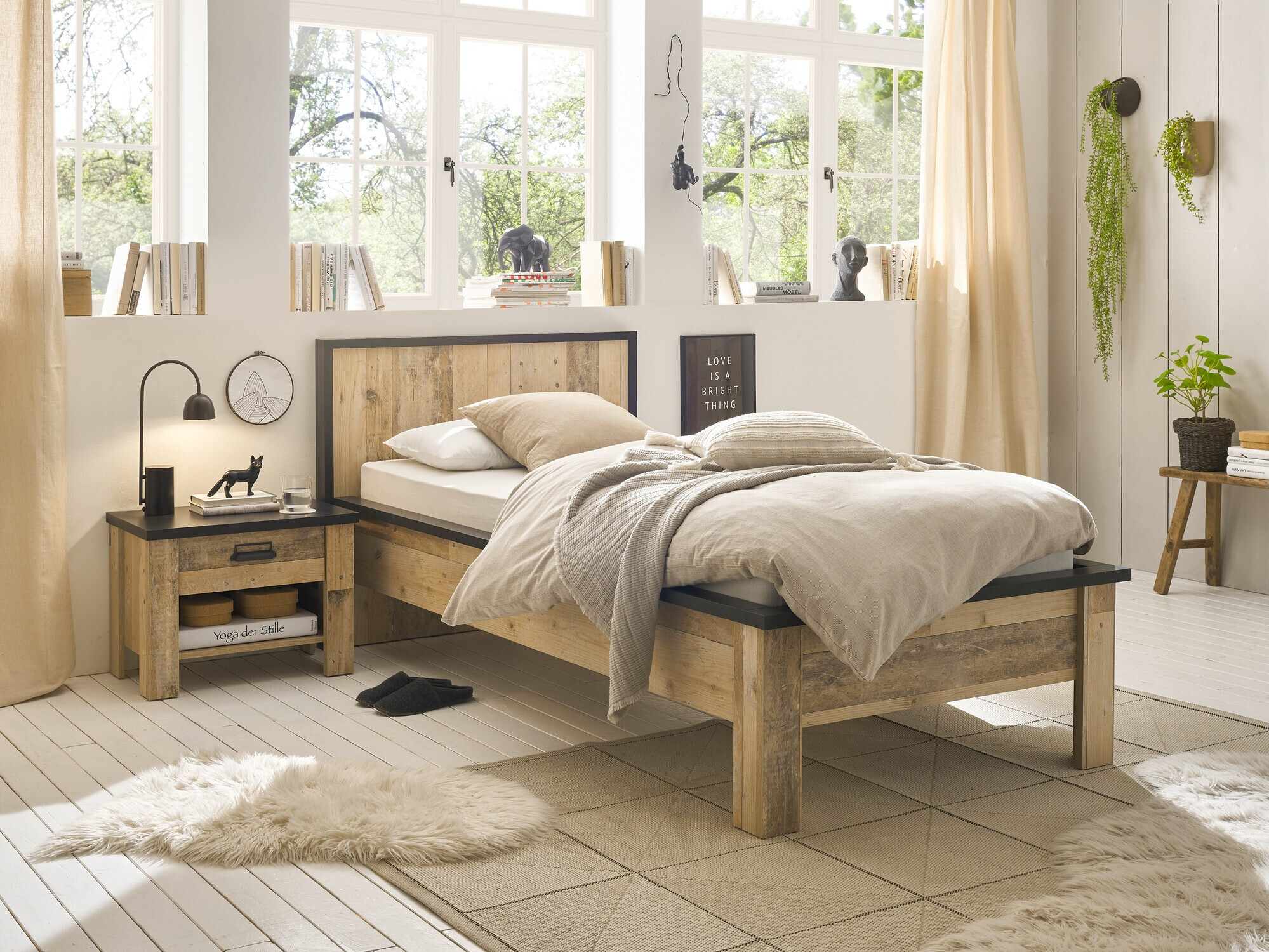 Slaapkamerset Cirtale 128 (Verouderd hout + Antraciet)