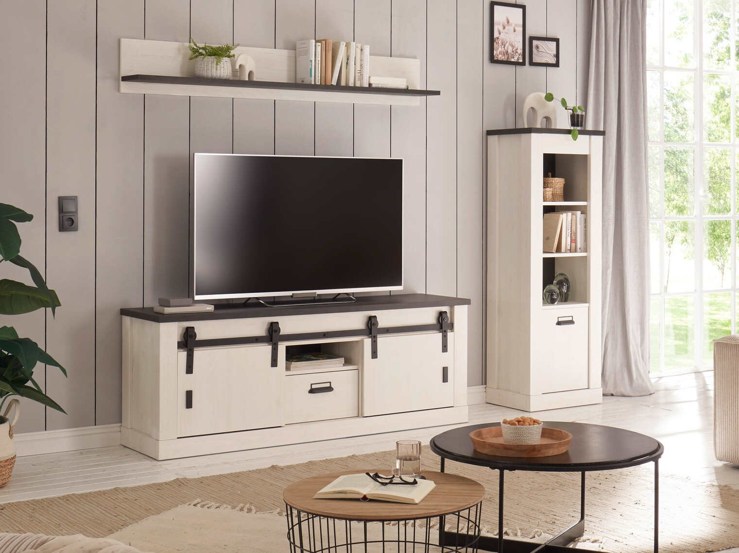 Woonkamerset Cirtale 131 (Gebleekt grenen + Antraciet)