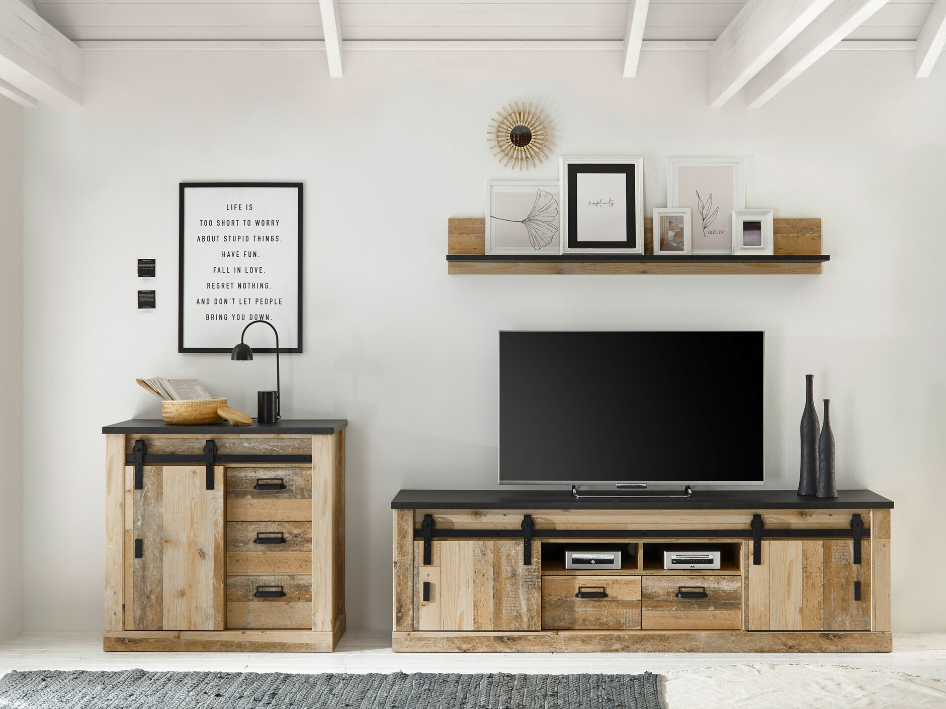 Woonkamerset Cirtale 132 (Verouderd hout + Antraciet)